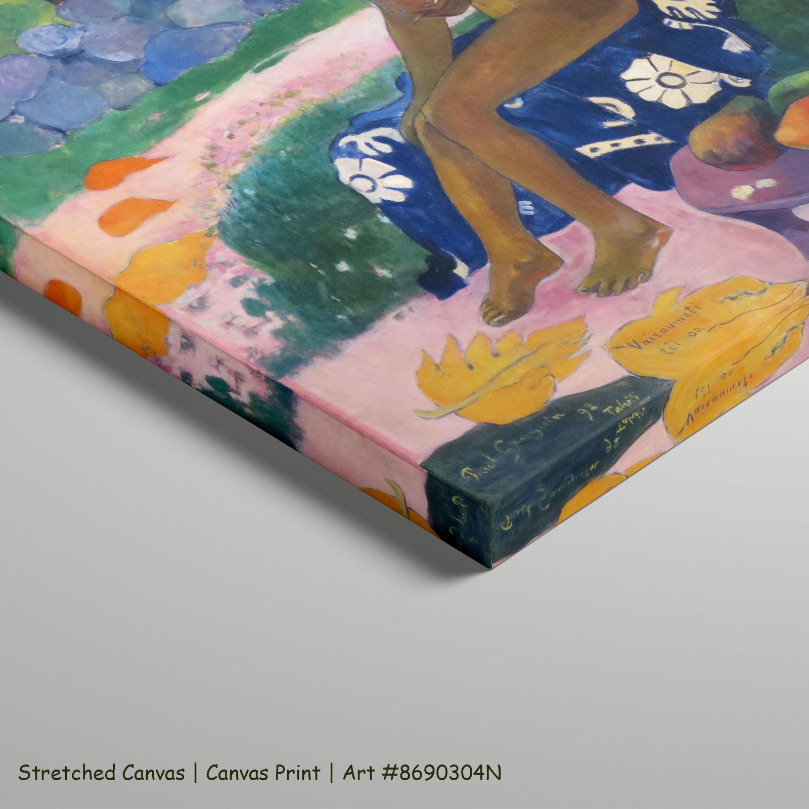 Vairaumati tei oa by Paul Gauguin as a large stretched blue and gold Impressionist canvas print