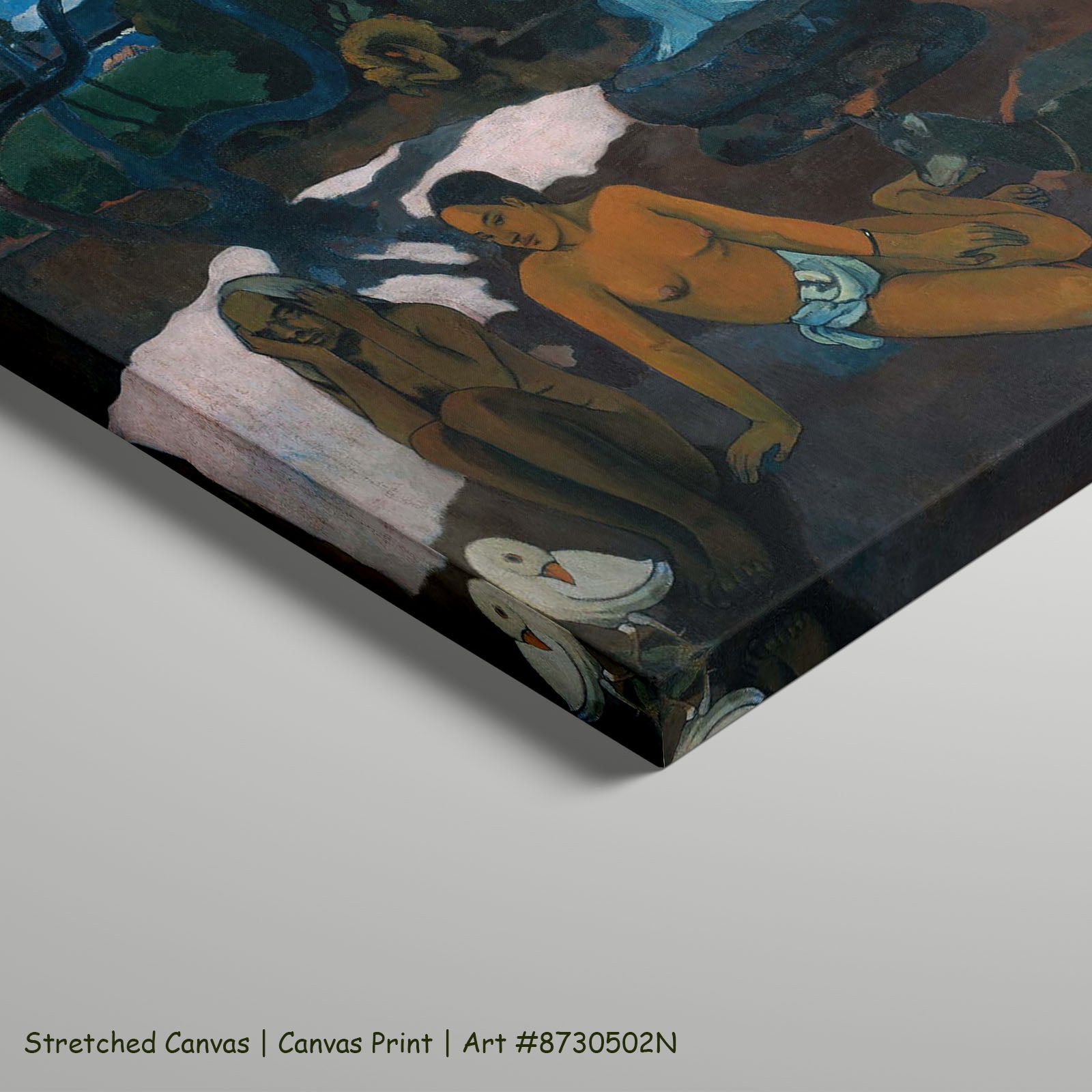 Where Do We Come From? What by Paul Gauguin as a large stretched blue and gold Impressionist canvas print