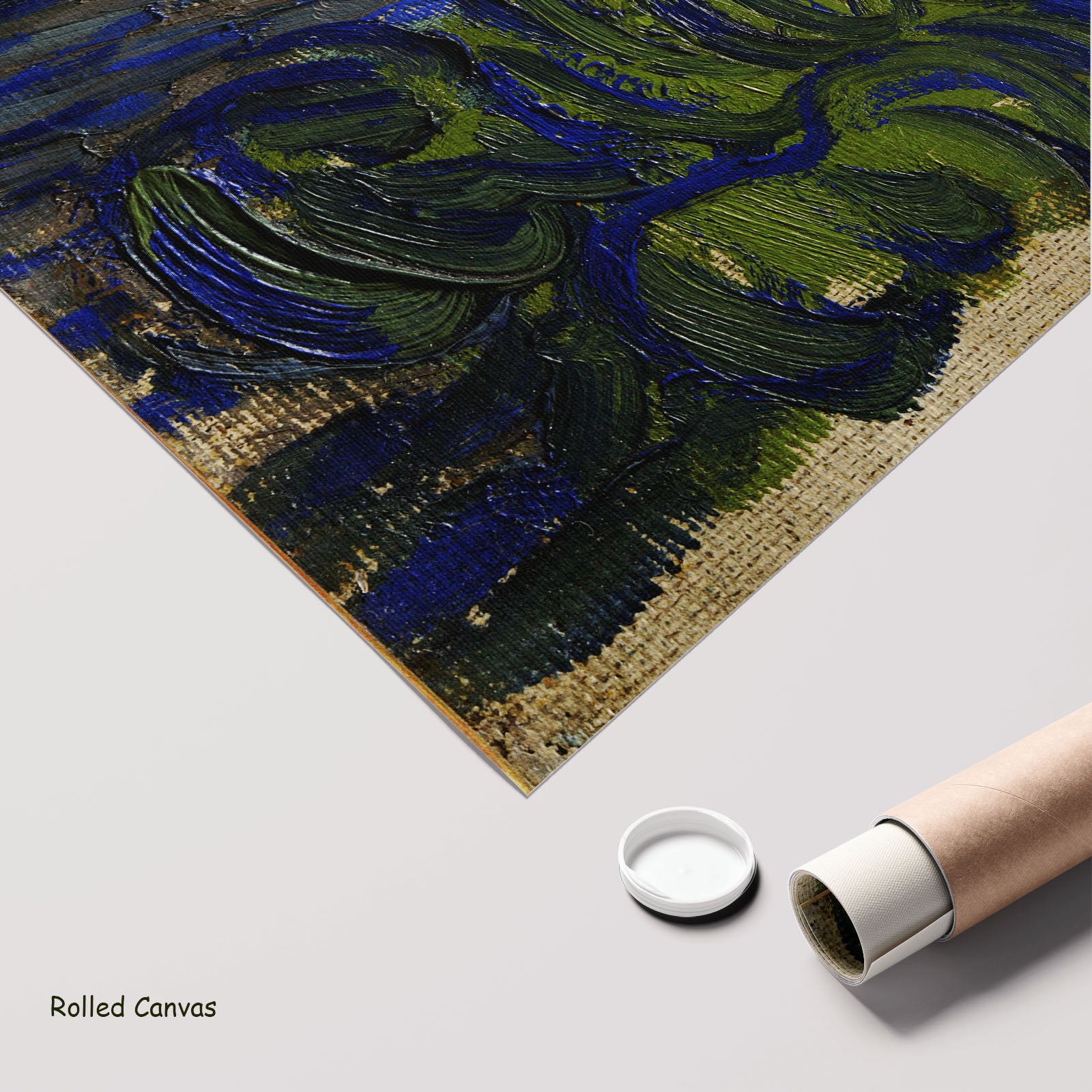The Starry Night by Vincent van Gogh as a large rolled blue and yellow Impressionist canvas print