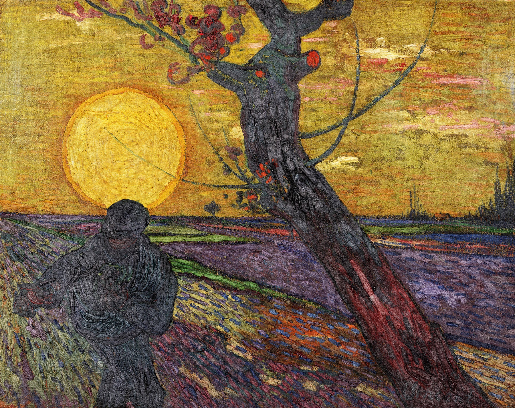 Large gold and purple Impressionist canvas print of The Sower by Vincent van Gogh