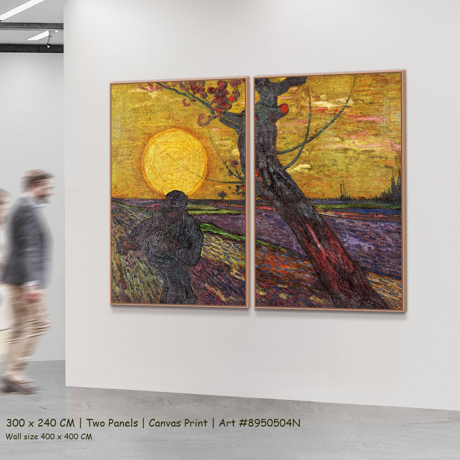 The Sower by Vincent van Gogh as a large two-panel gold and purple Impressionist canvas set