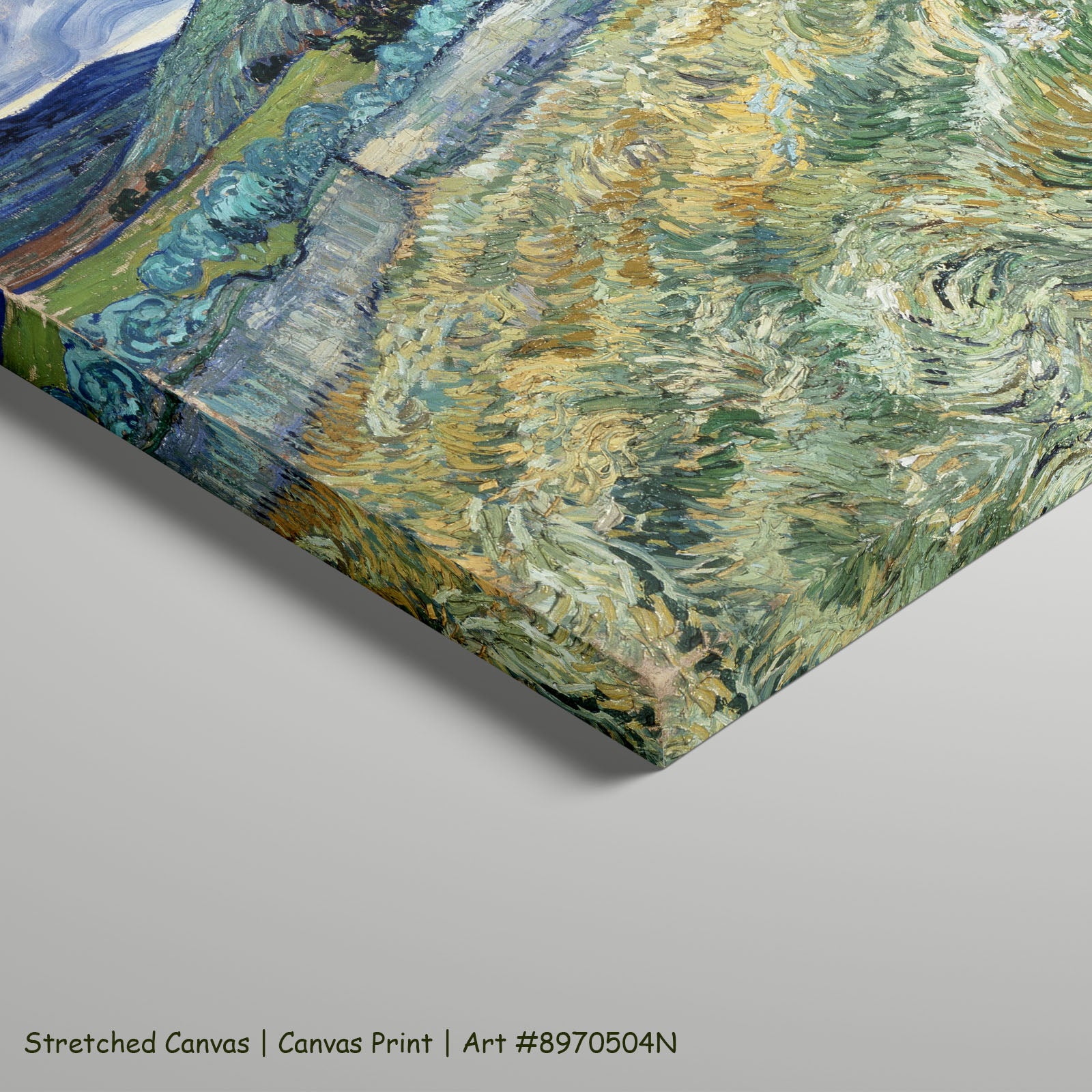Landscape from Saint-Rémy by Vincent van Gogh as a large stretched green and blue Impressionist canvas print