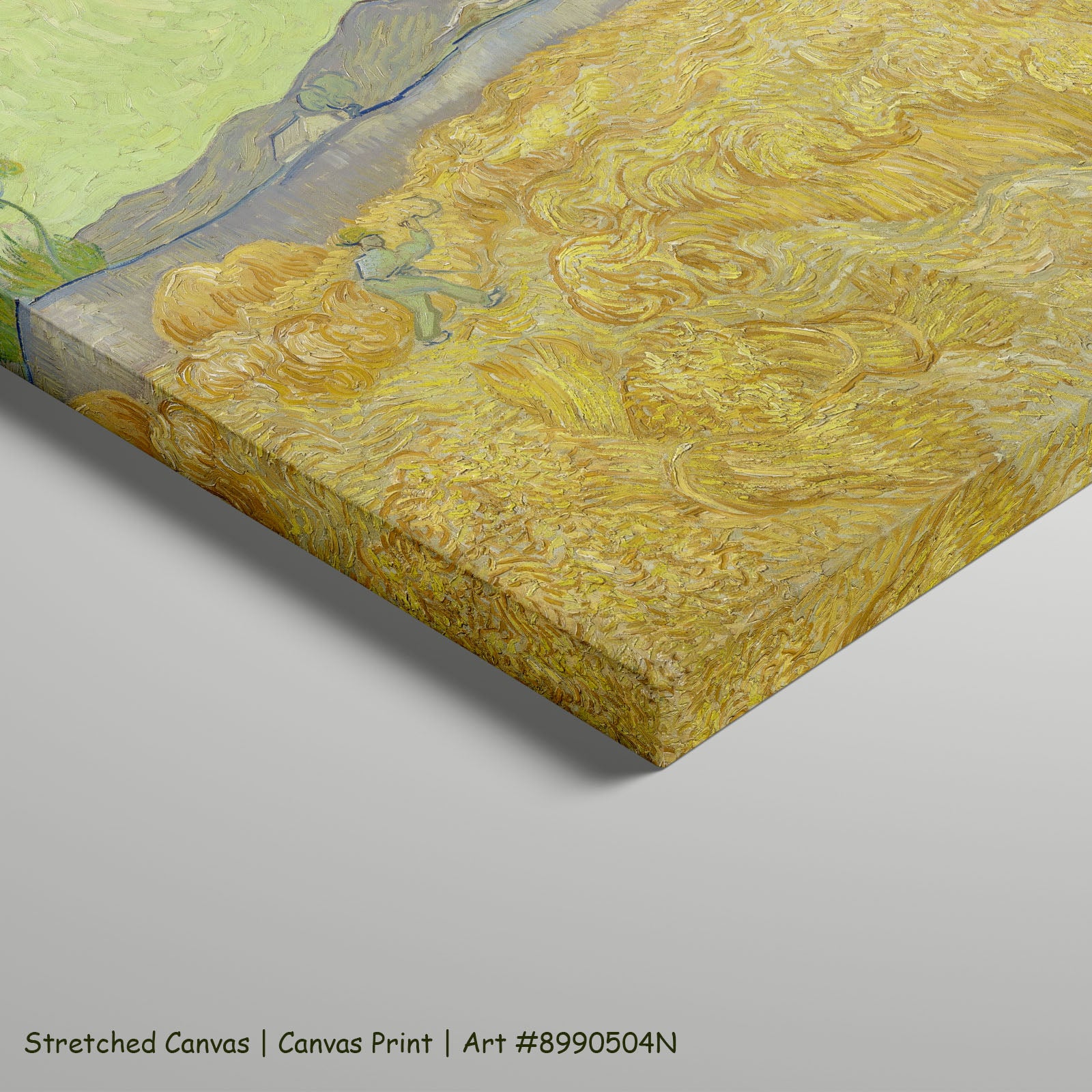 Wheatfield with a Reaper by Vincent van Gogh as a large stretched gold and green Impressionist canvas print
