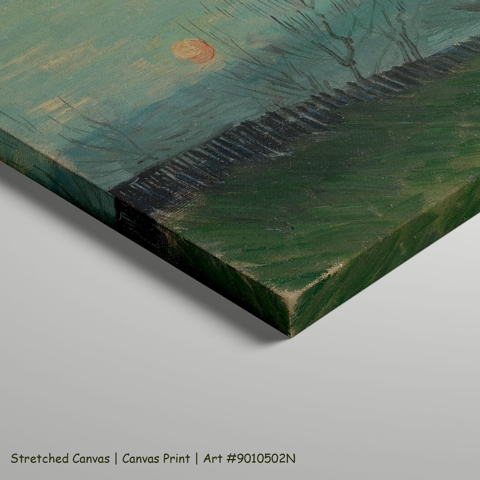 Sunset in Montmartre by Vincent van Gogh as a large stretched blue and green Impressionist canvas print