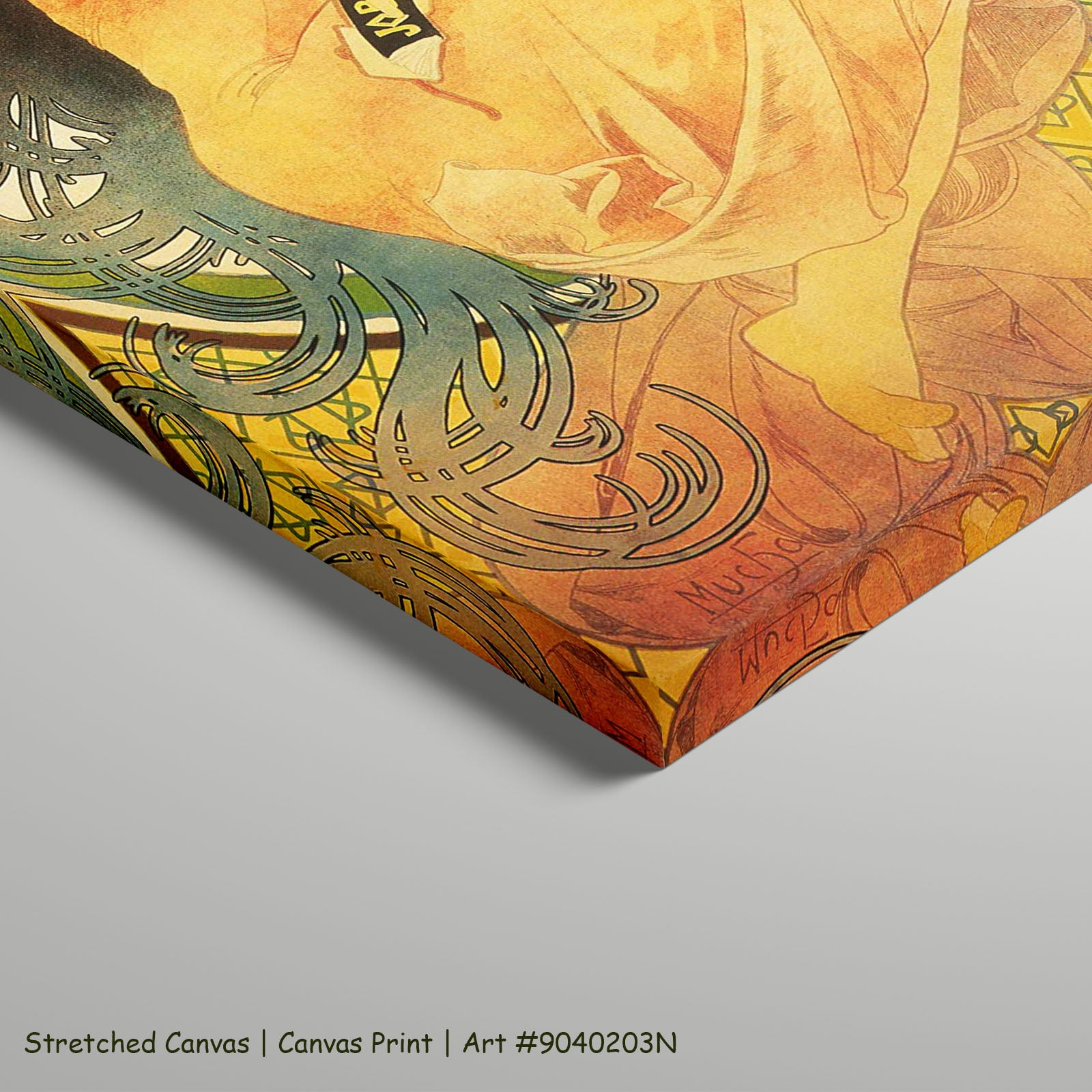 Job by Alphonse Mucha as a large stretched gold and orange Art Nouveau canvas print