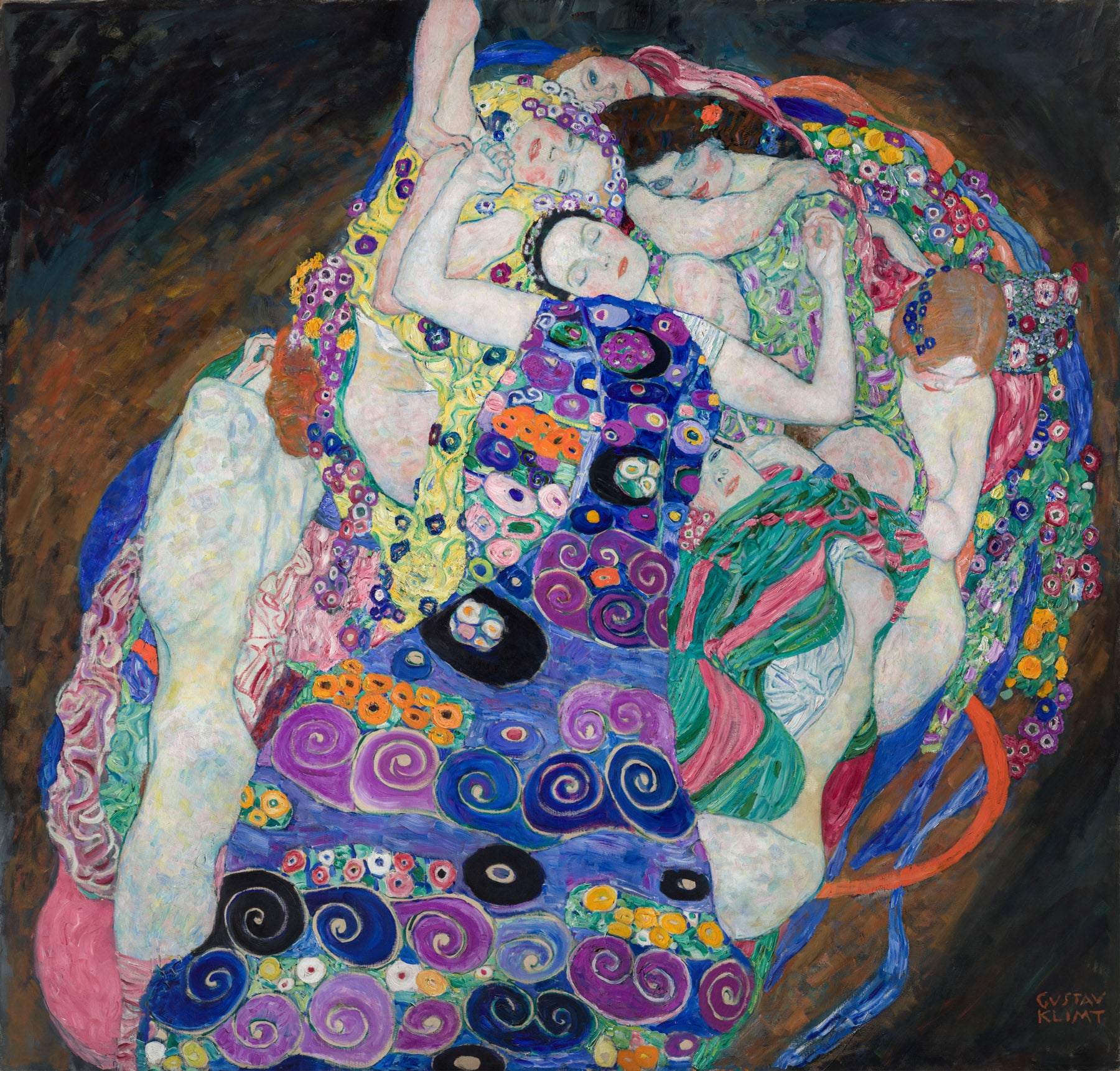 Large blue and purple Symbolist canvas print of The Virgin by Gustav Klimt