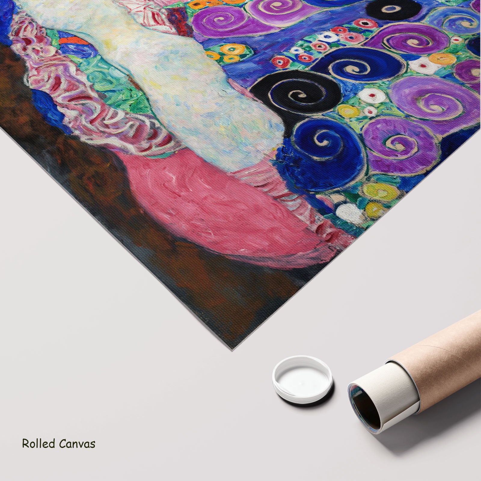 The Virgin by Gustav Klimt as a large rolled blue and purple Symbolist canvas print