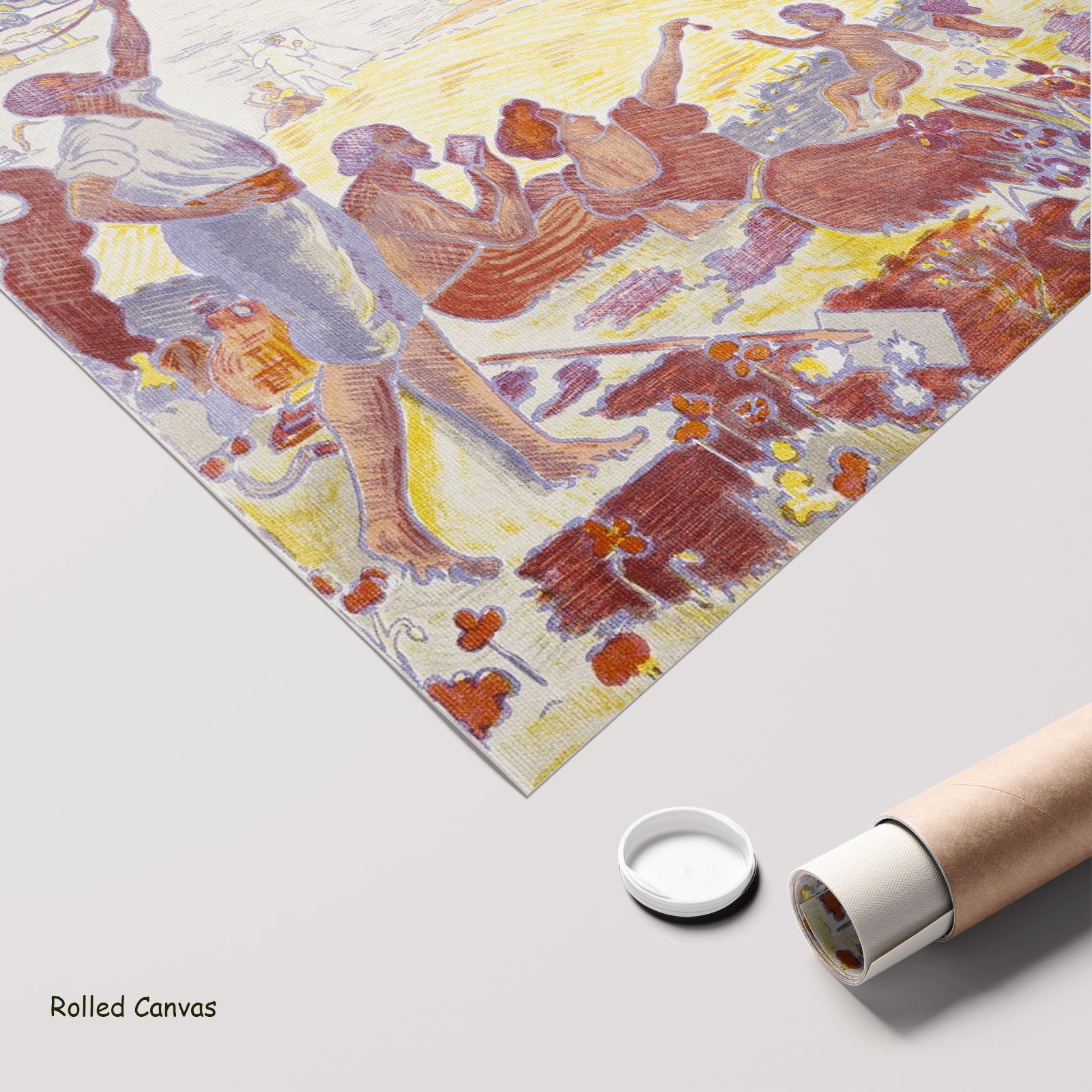 The Joy of Life — Sunday by Paul Signac as a large rolled gold and purple Pointillist canvas print
