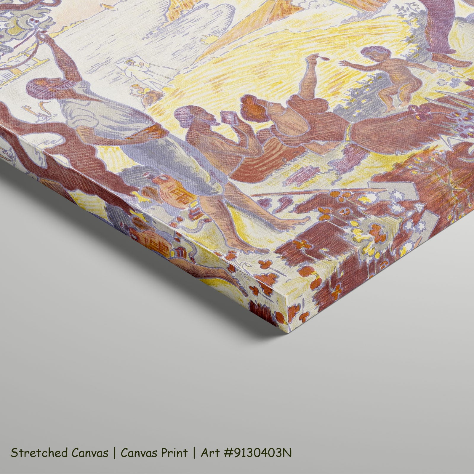 The Joy of Life — Sunday by Paul Signac as a large stretched gold and purple Pointillist canvas print