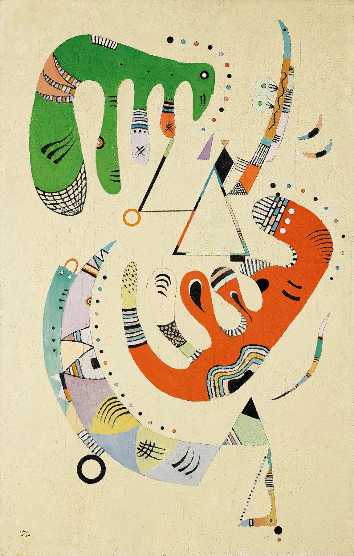 Large green and orange Modern Abstract canvas print of Biomorphic Composition by Wassily Kandinsky