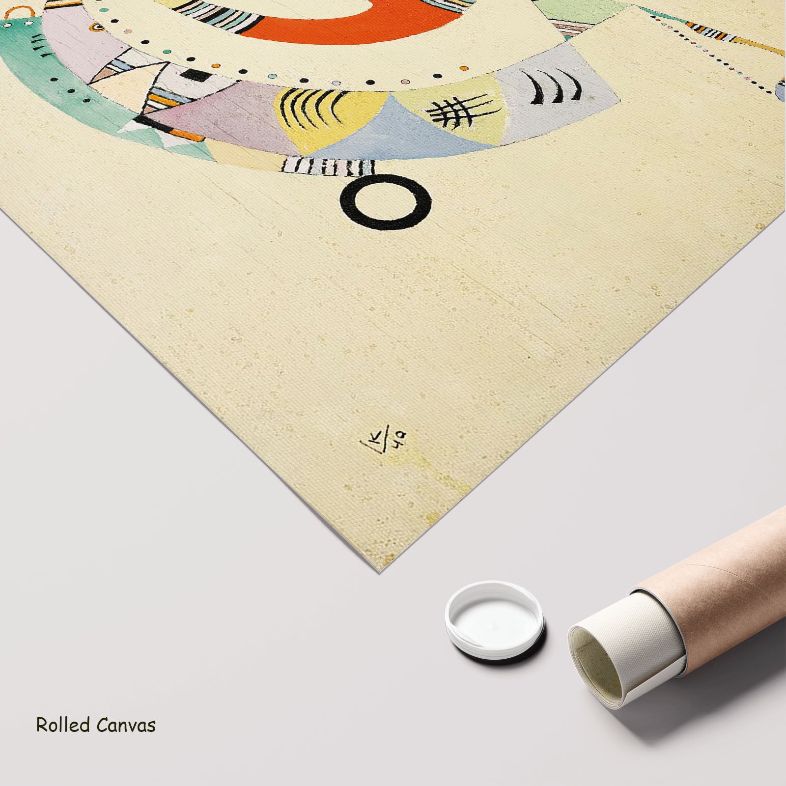 Biomorphic Composition by Wassily Kandinsky as a large rolled green and orange Modern Abstract canvas print