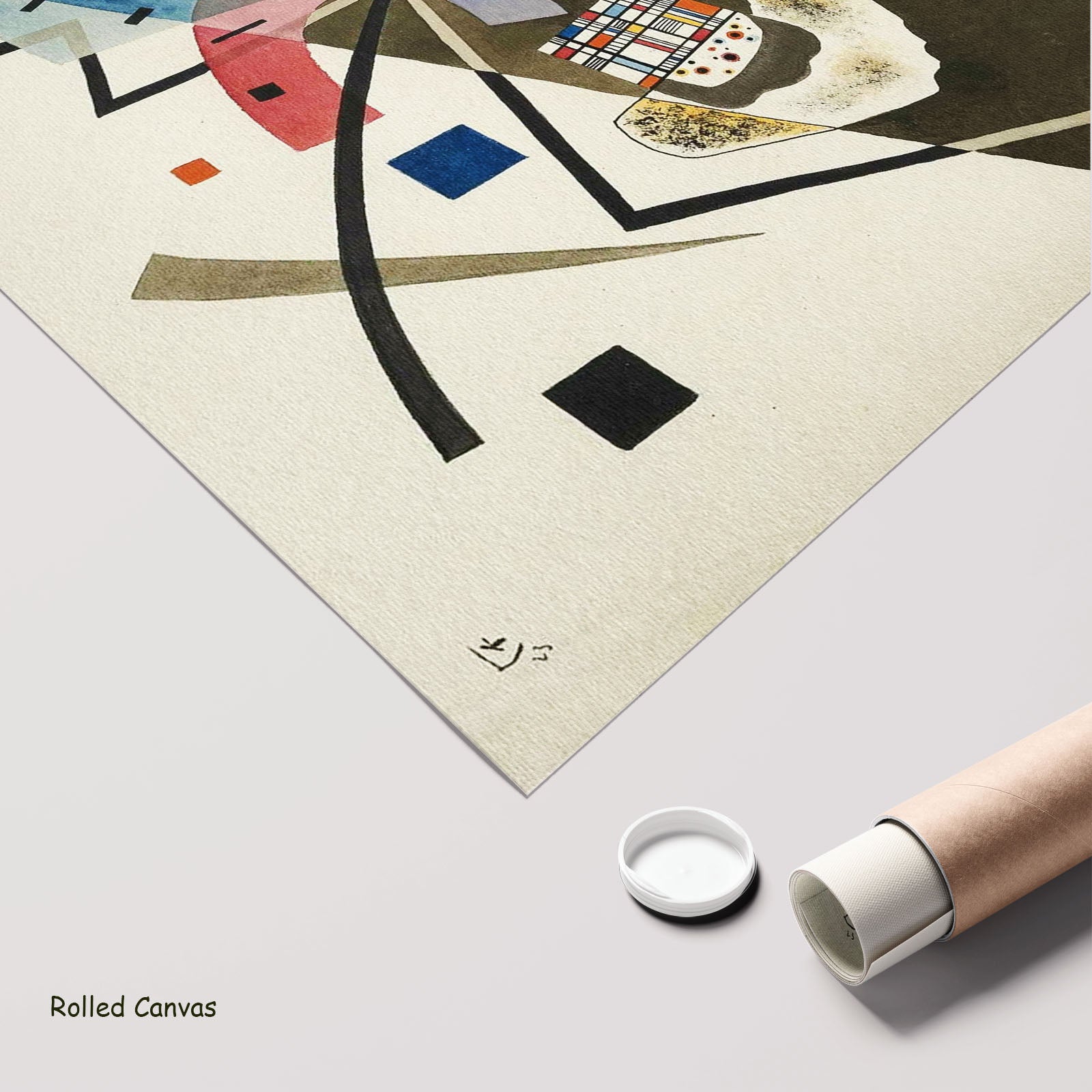 Diagonal Composition by Wassily Kandinsky as a large rolled brown and blue Abstract canvas print