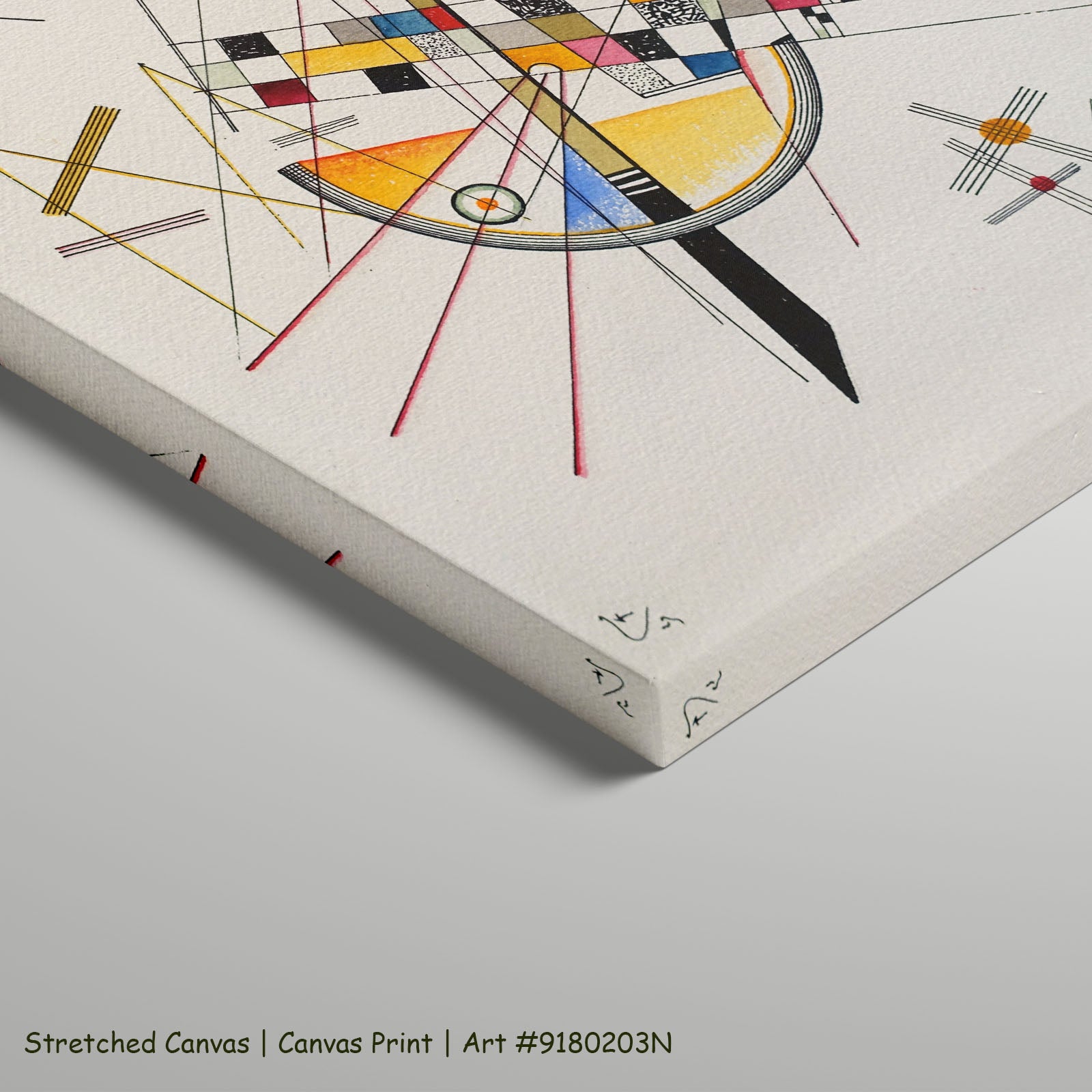Delicate Tension by Wassily Kandinsky as a large stretched white and grey Geometric Abstract canvas print