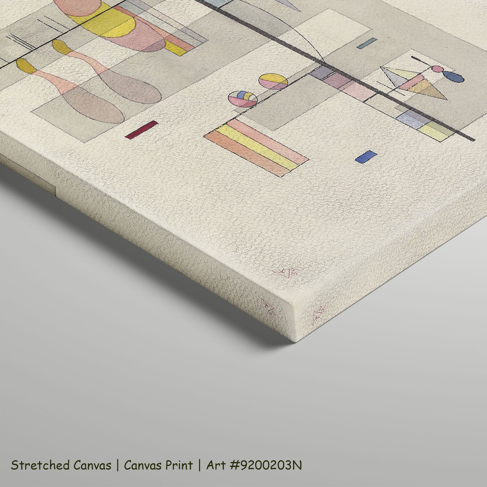 Vertical Axis with Pastel Forms by Wassily Kandinsky as a large stretched white and grey Modern Abstract canvas print