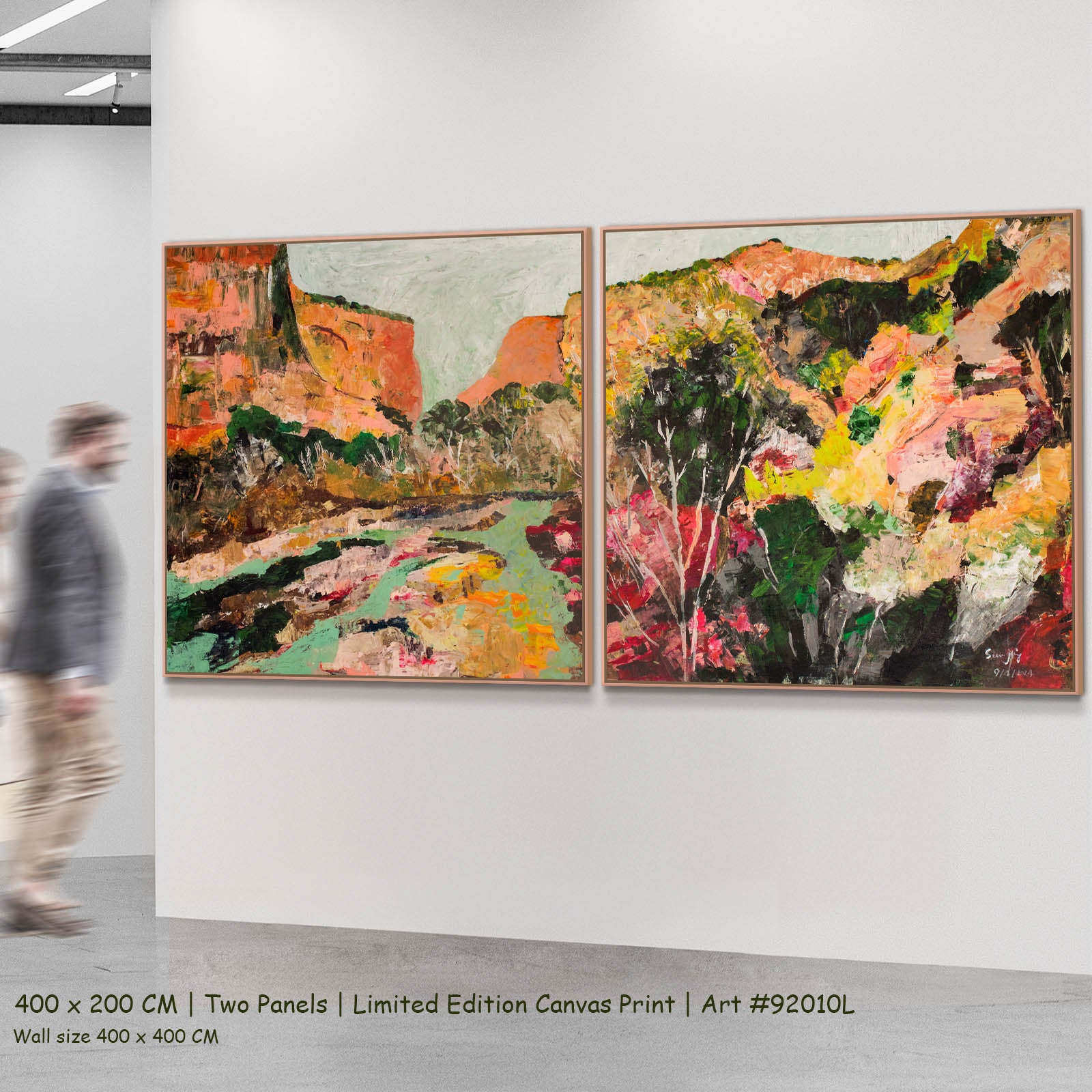 Path of Water Extra Large Abstract two-panel canvas wall art set