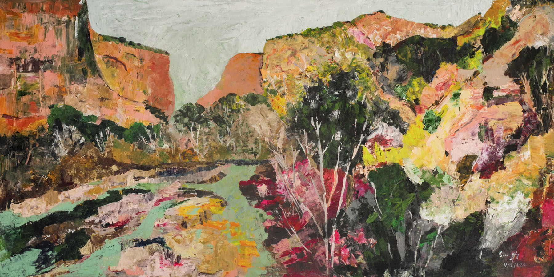 Path of Water — Extra Large Abstract Landscape canvas wall art by Summer Jiang