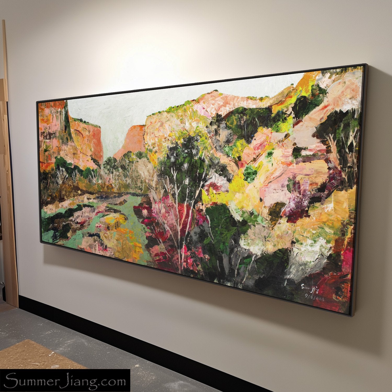 Path of Water Extra Large Abstract canvas wall art shown in a styled room by Summer Jiang (view 4)