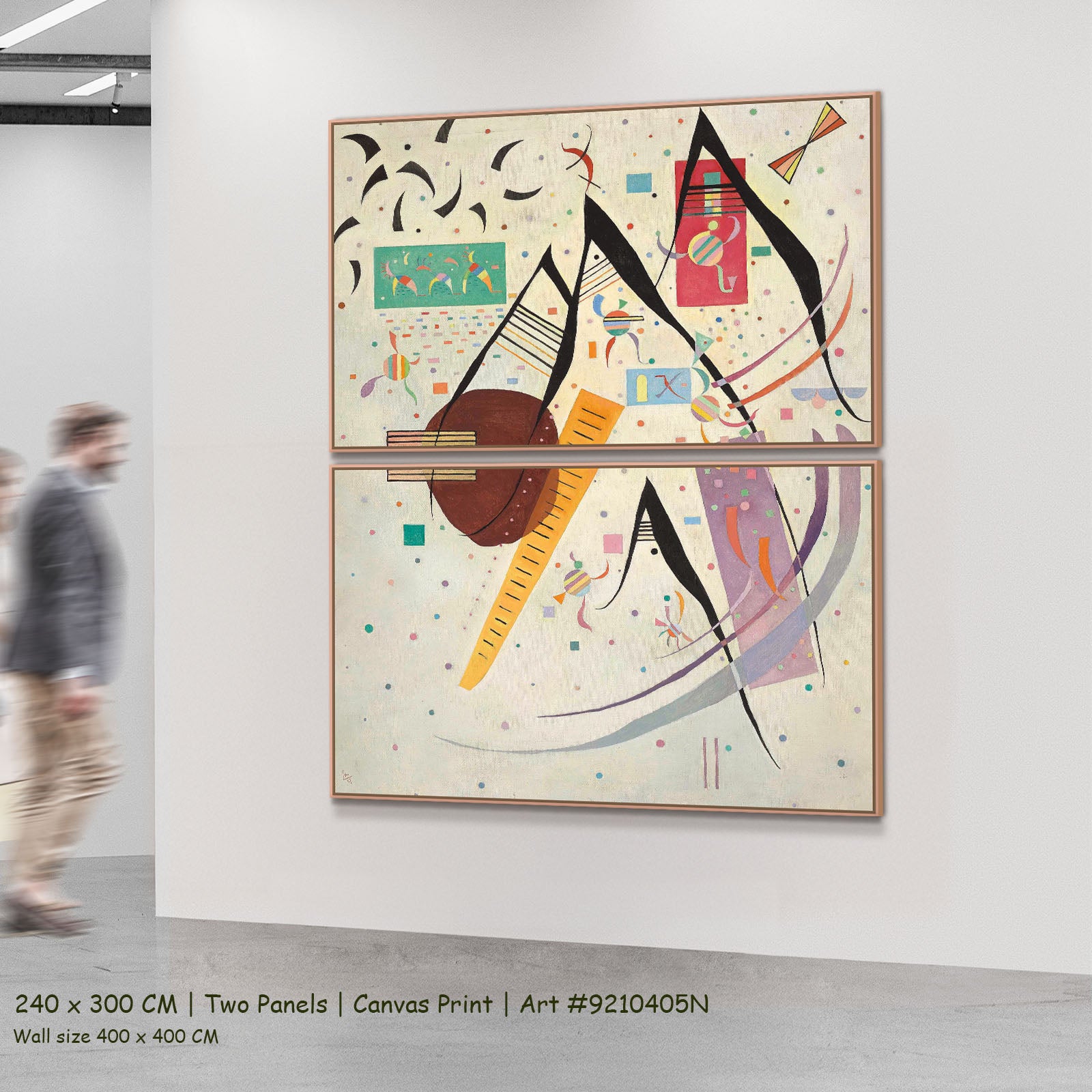 Composition with Little Figures by Wassily Kandinsky as a large two-panel brown and orange Abstract canvas set