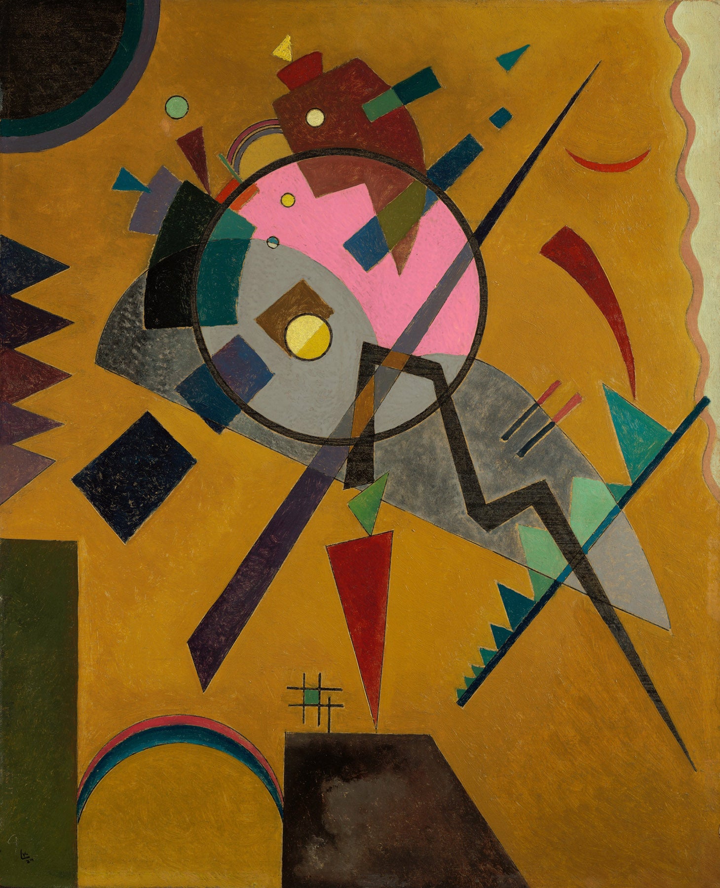 Large gold and grey Colourful Abstract canvas print of Orange by Wassily Kandinsky
