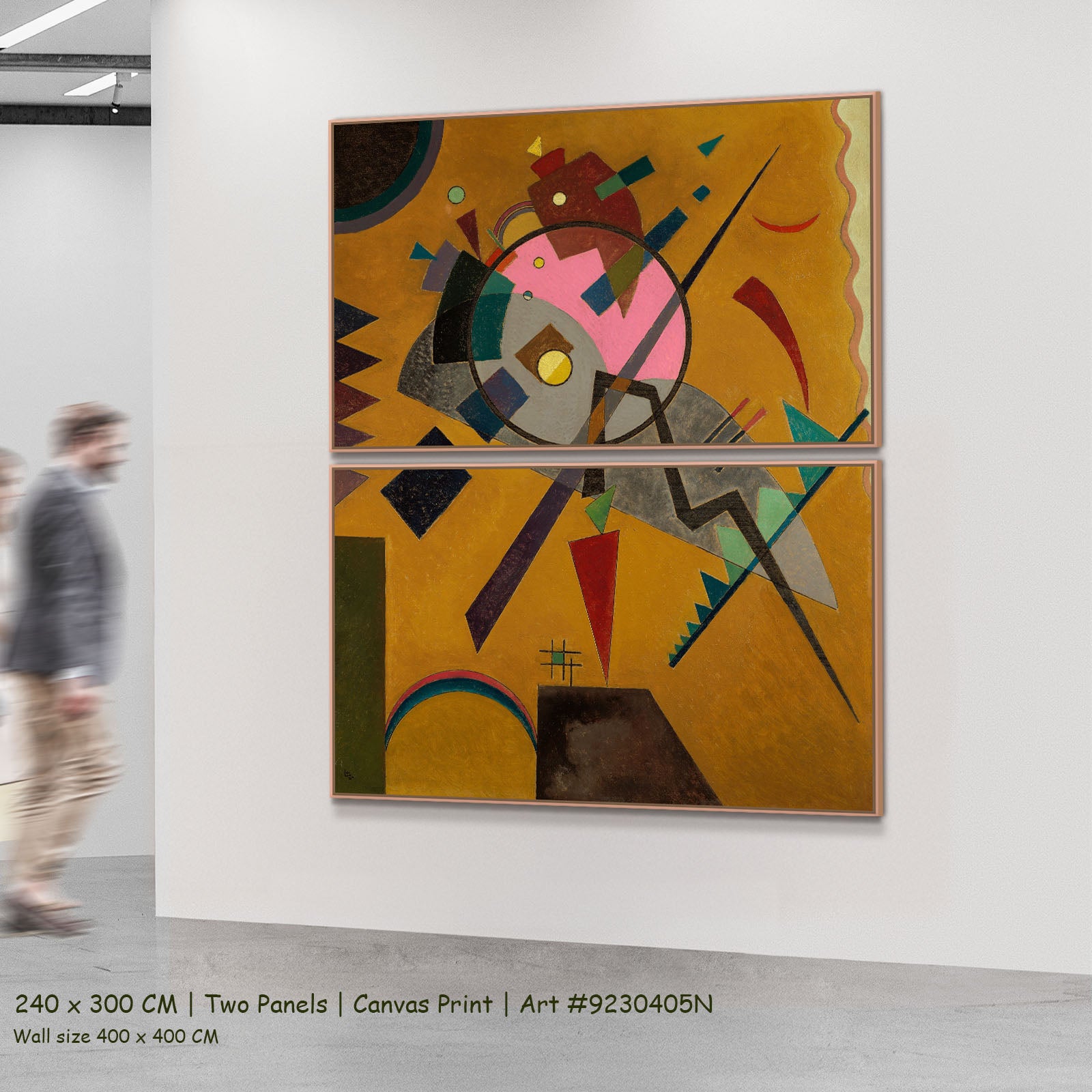 Orange by Wassily Kandinsky as a large two-panel gold and grey Colourful Abstract canvas set
