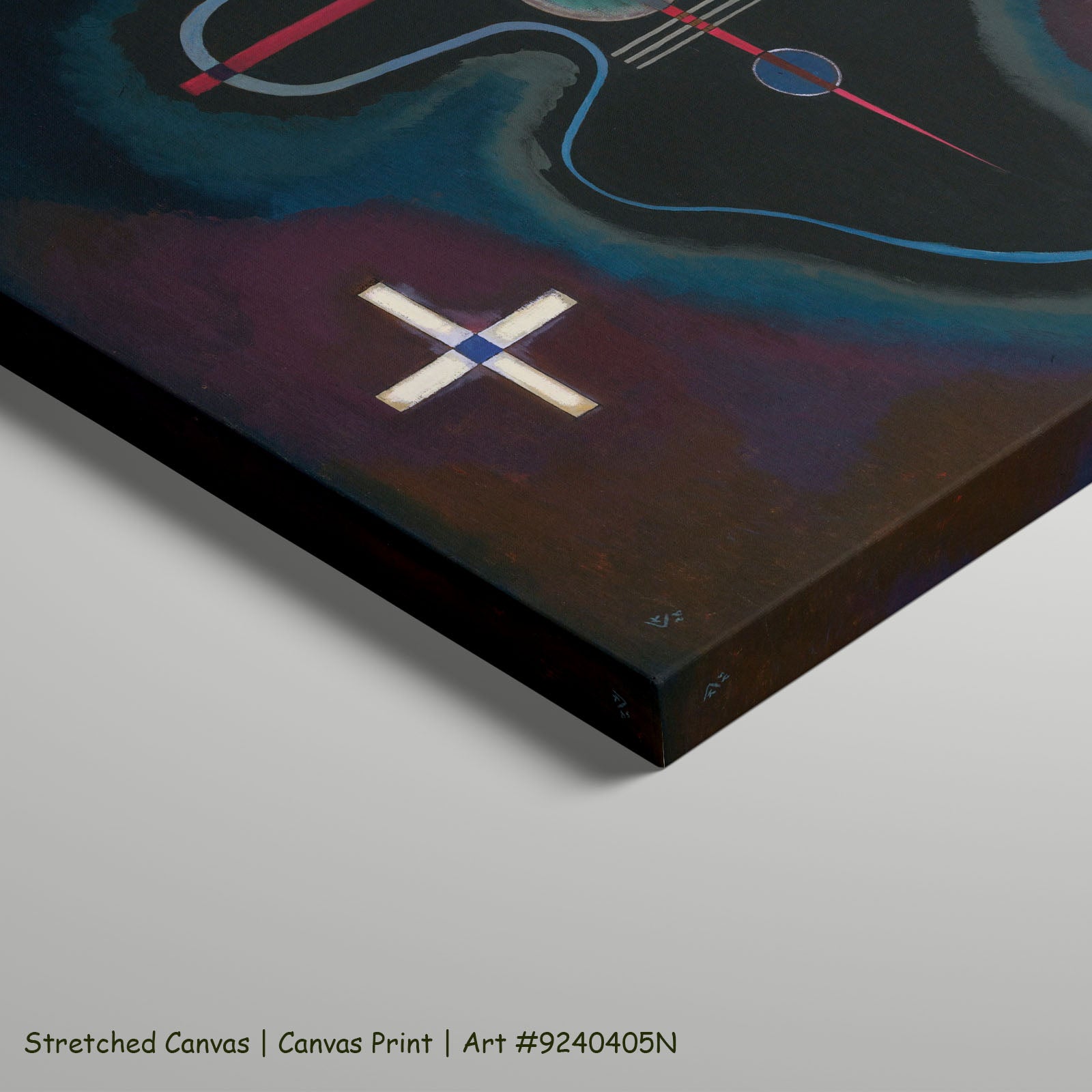 White Cross by Wassily Kandinsky as a large stretched blue and black Modern Abstract canvas print