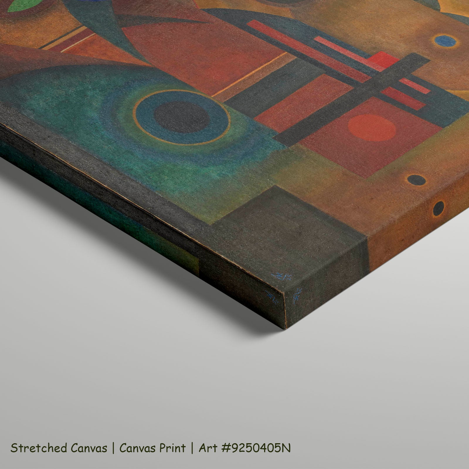 Composition with Blue Circle by Wassily Kandinsky as a large stretched brown and blue Abstract canvas print