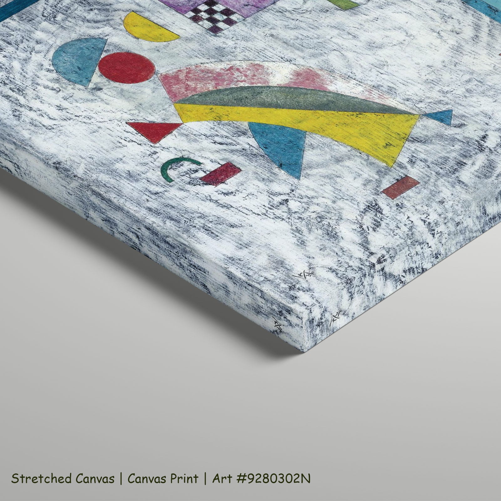 Grey Ground with Coloured Groups by Wassily Kandinsky as a large stretched blue and yellow Modern Abstract canvas print