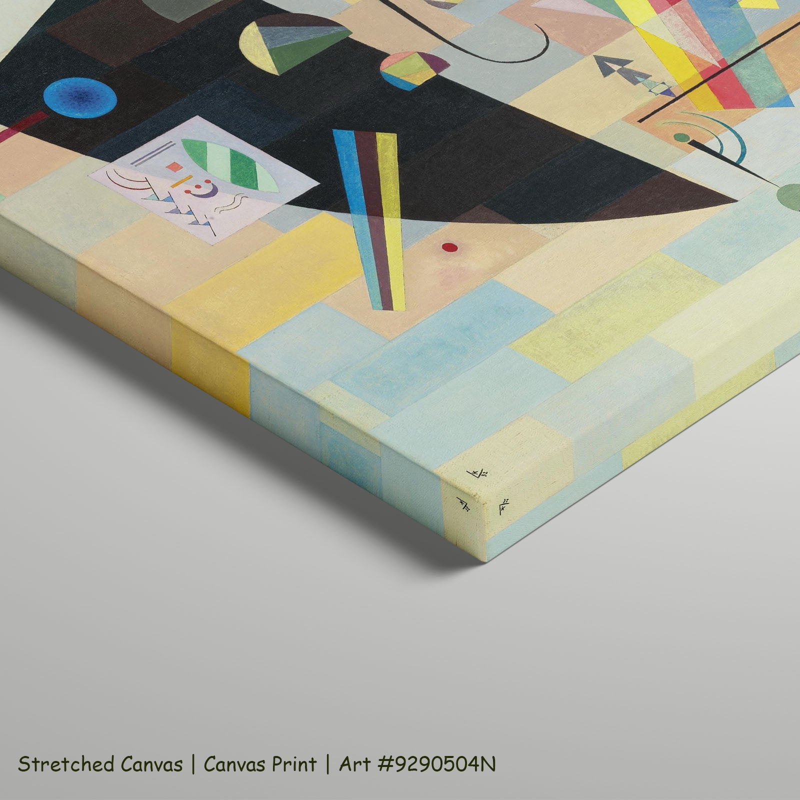 Black Form with Rainbow Band by Wassily Kandinsky as a large stretched black and white Abstract canvas print