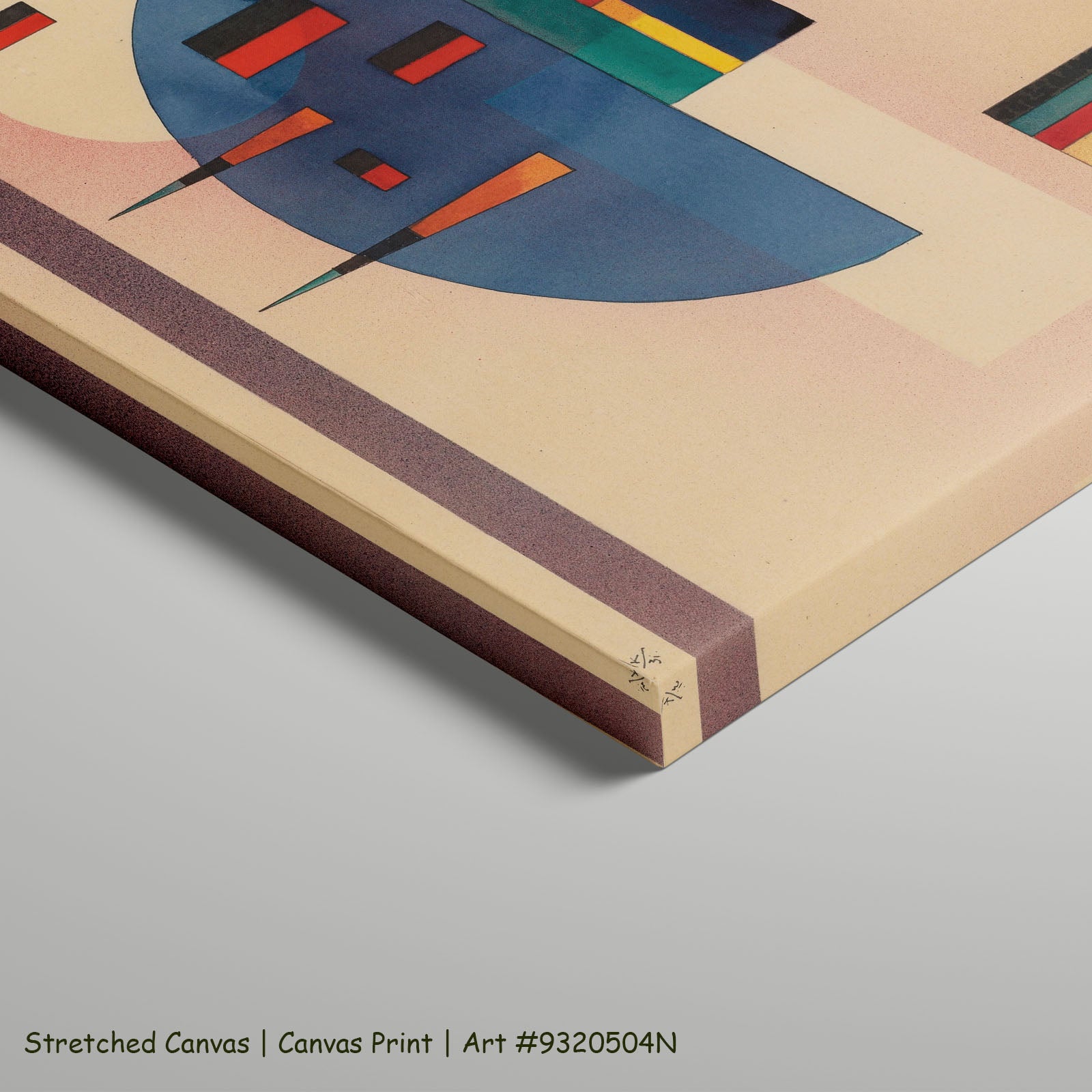 Composition with Blue Semicircle by Wassily Kandinsky as a large stretched blue and red Modern Abstract canvas print