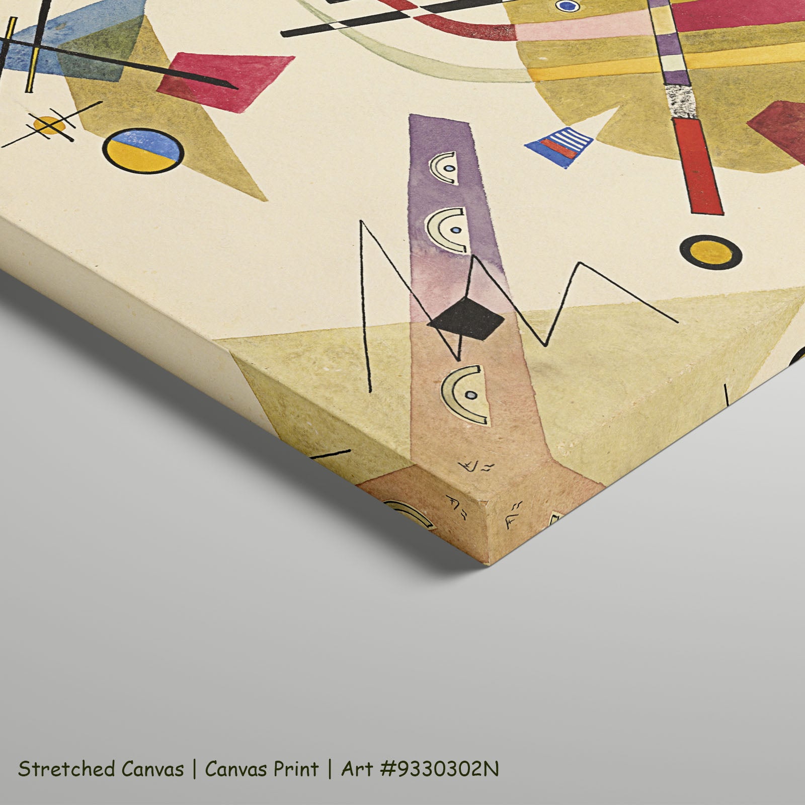 Abstract Composition with Crossing Lines by Wassily Kandinsky as a large stretched gold and white Abstract canvas print