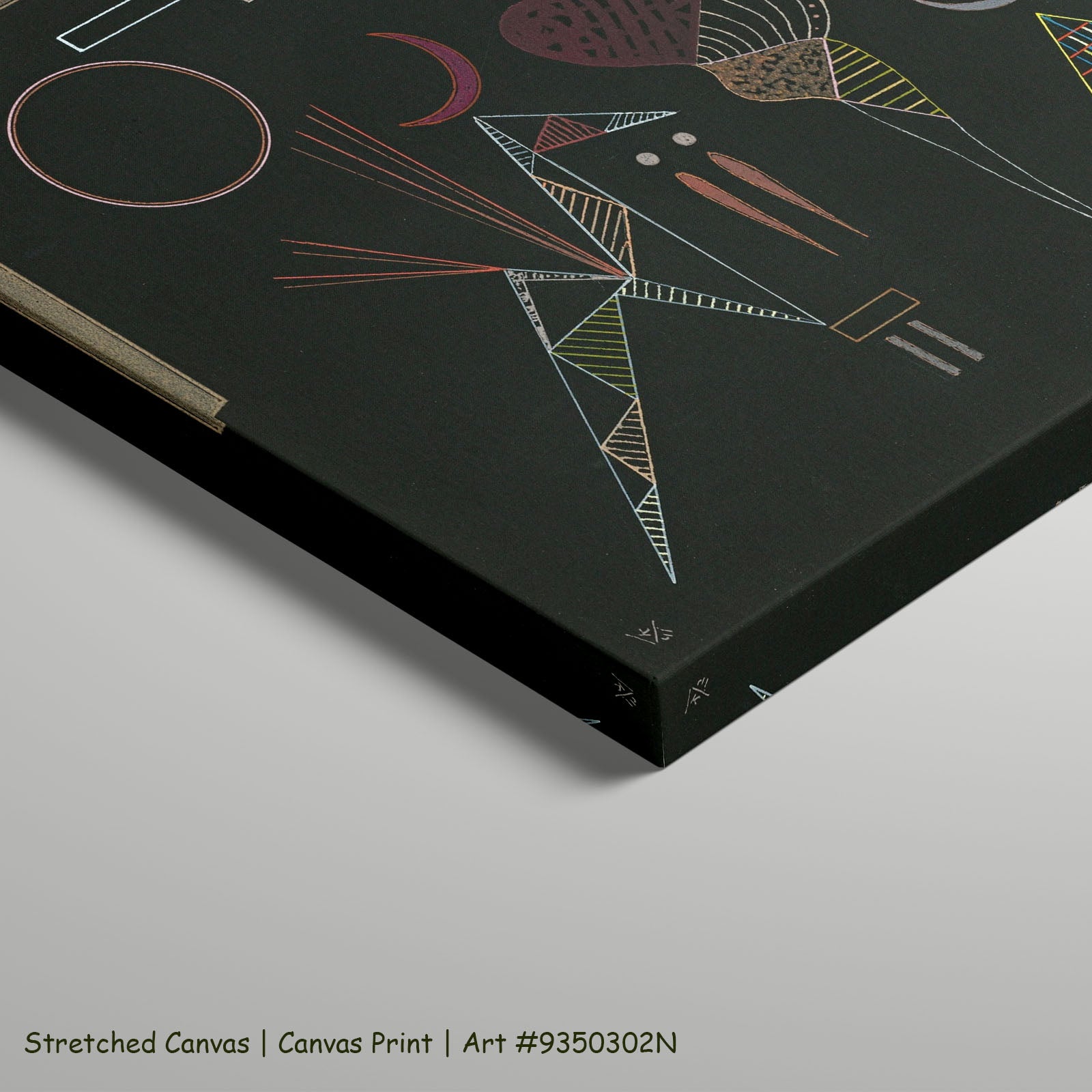 Abstract Composition on Black by Wassily Kandinsky as a large stretched brown and black Colourful Abstract canvas print