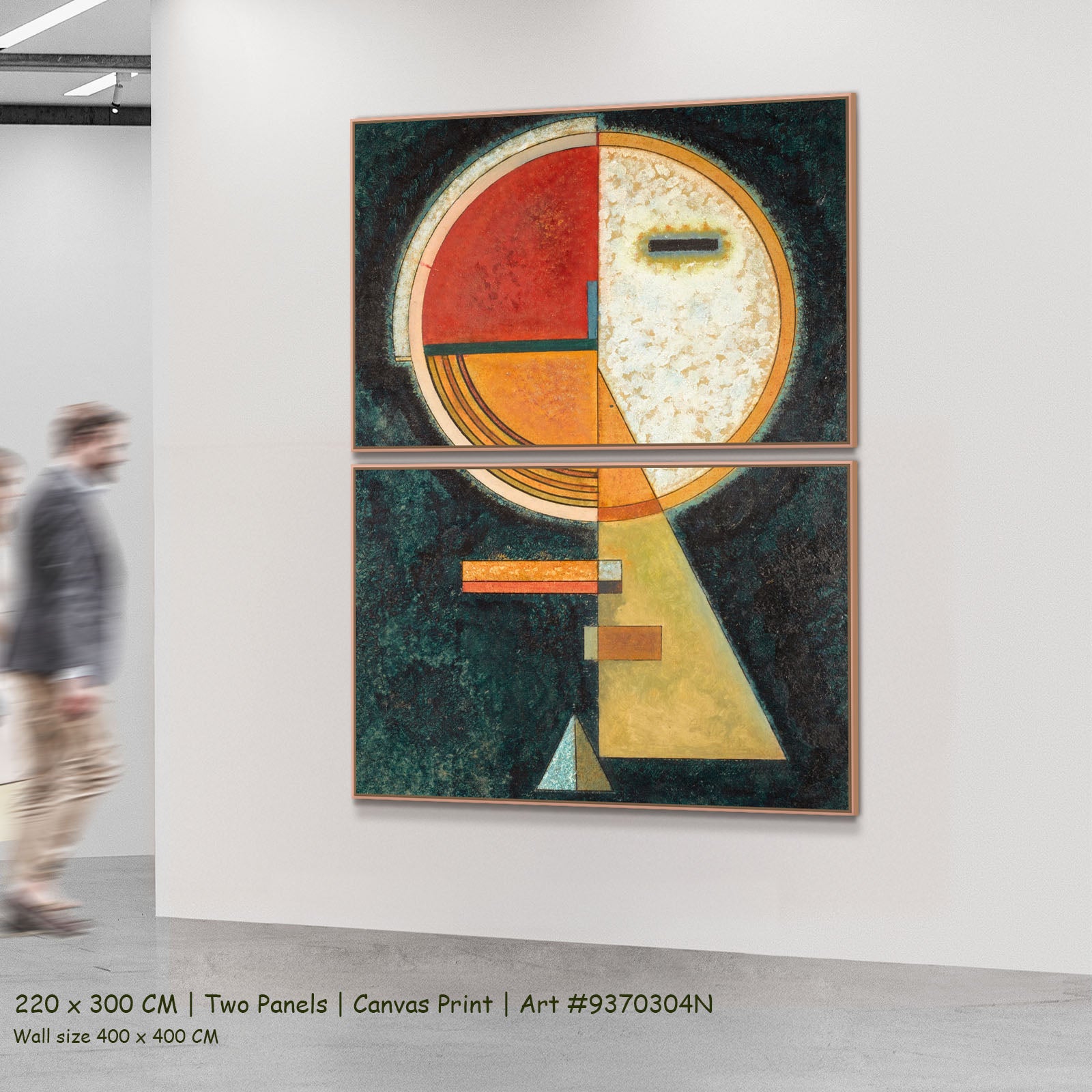 Unstable Compensation by Wassily Kandinsky as a large two-panel green and red Abstract canvas set