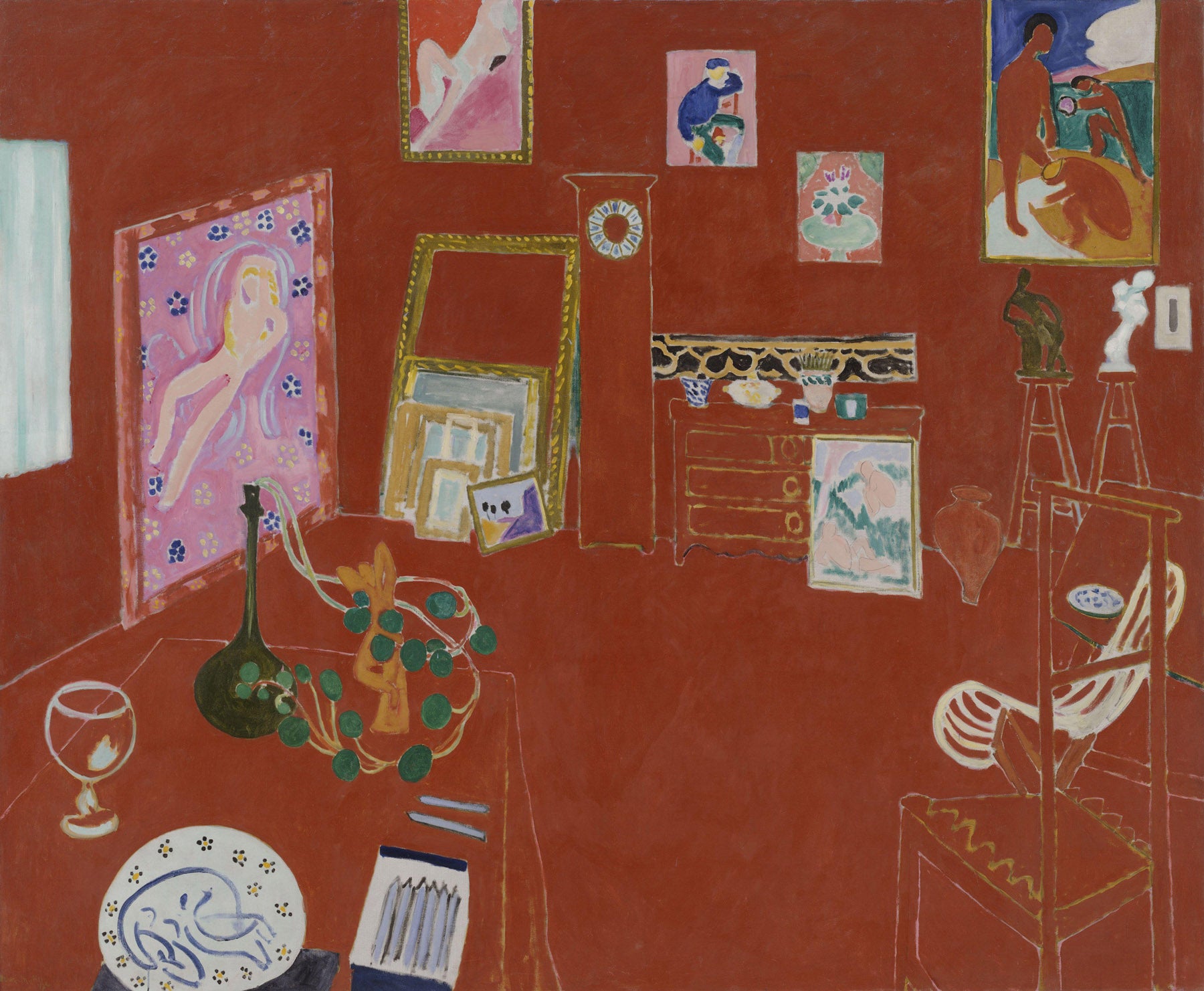 Large red Modern Abstract canvas print of The Red Studio by Henri Matisse