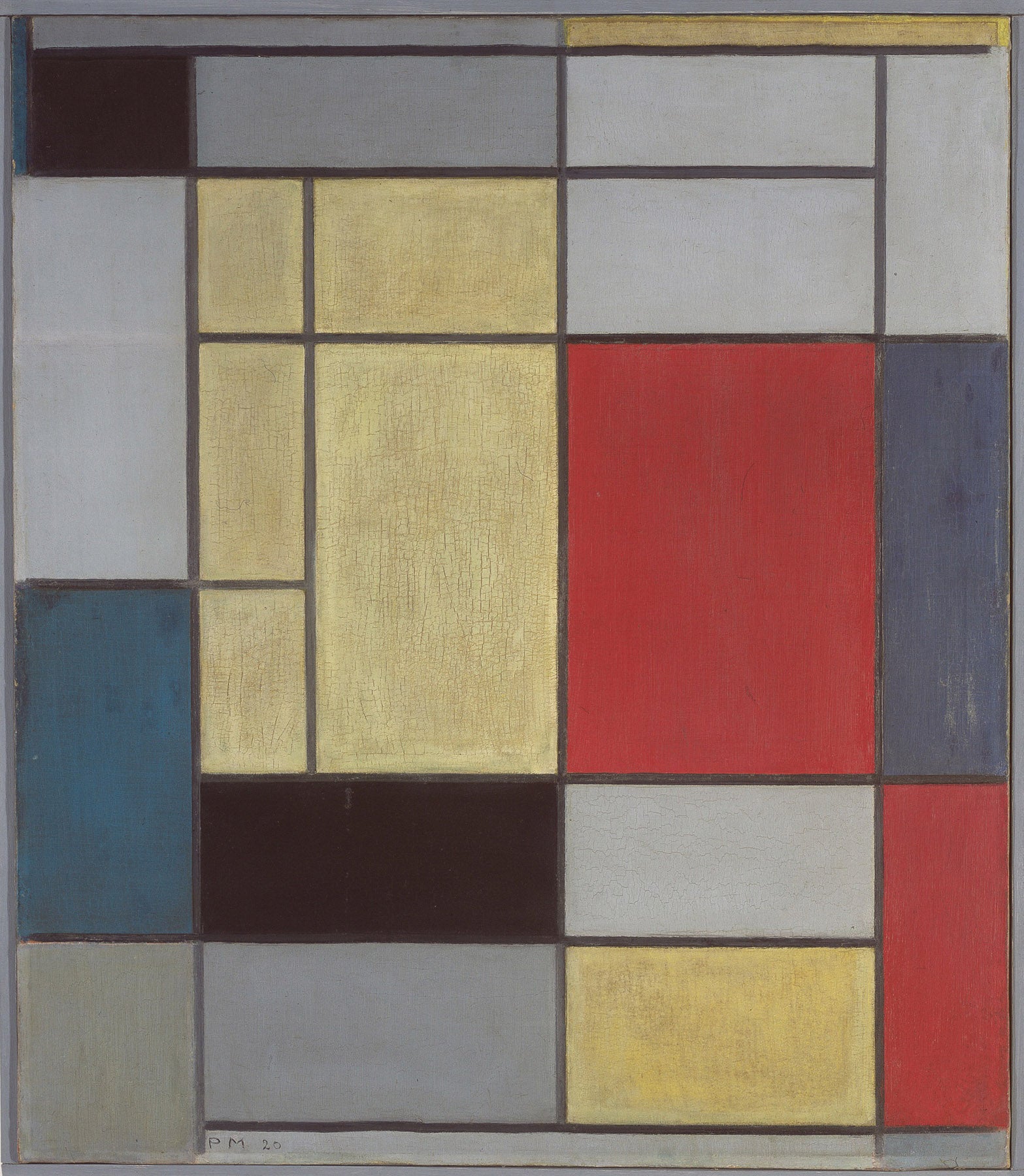 Large yellow and red Colourful Abstract canvas print of Composition with Red, Blue and Yellow-Green by Piet Mondrian
