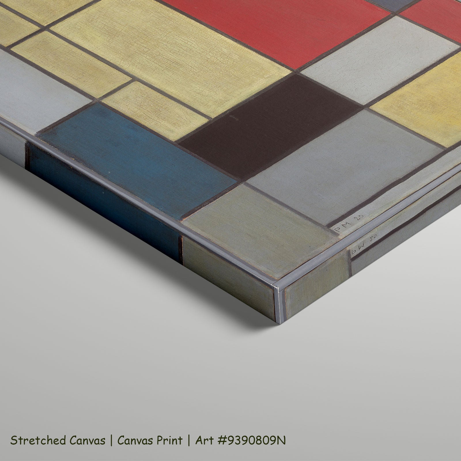 Composition with Red, Blue and Yellow-Green by Piet Mondrian as a large stretched yellow and red Colourful Abstract canvas pr