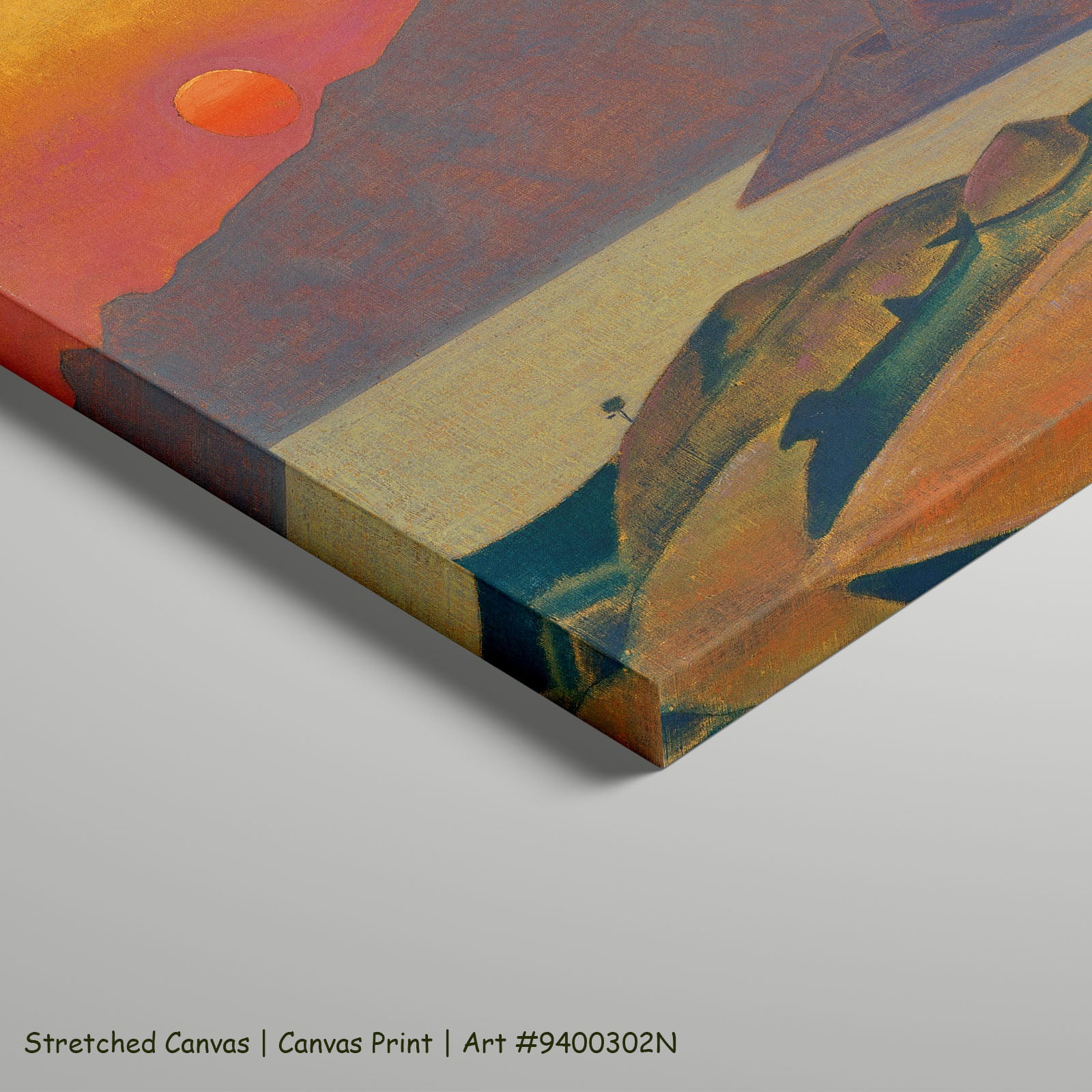 Monhegan, Maine by Nicholas Roerich as a large stretched orange and red Symbolist canvas print