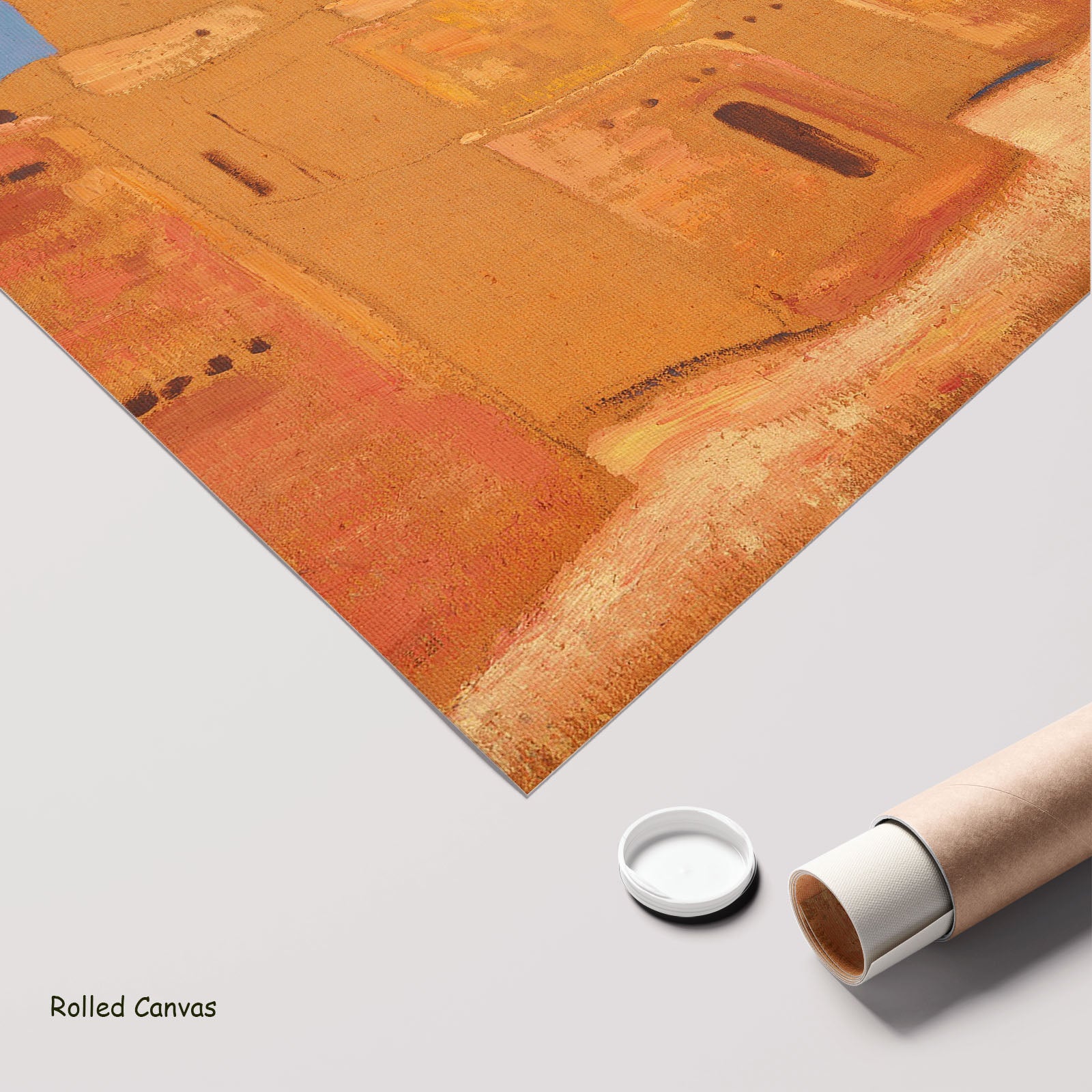 Taos Pueblo, New Mexico by Nicholas Roerich as a large rolled orange and blue Symbolist canvas print