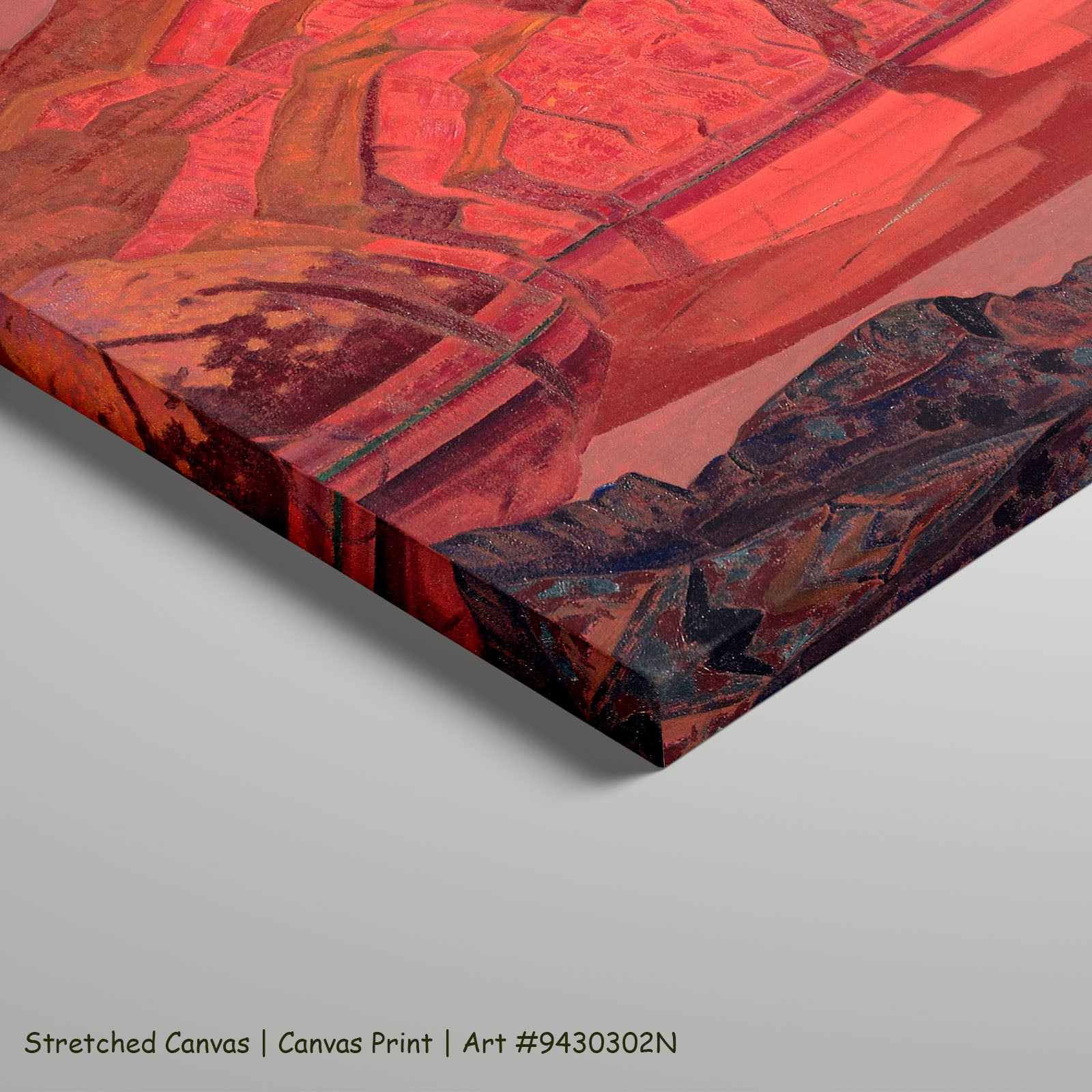 Buried Treasures by Nicholas Roerich as a large stretched red and pink Symbolist canvas print
