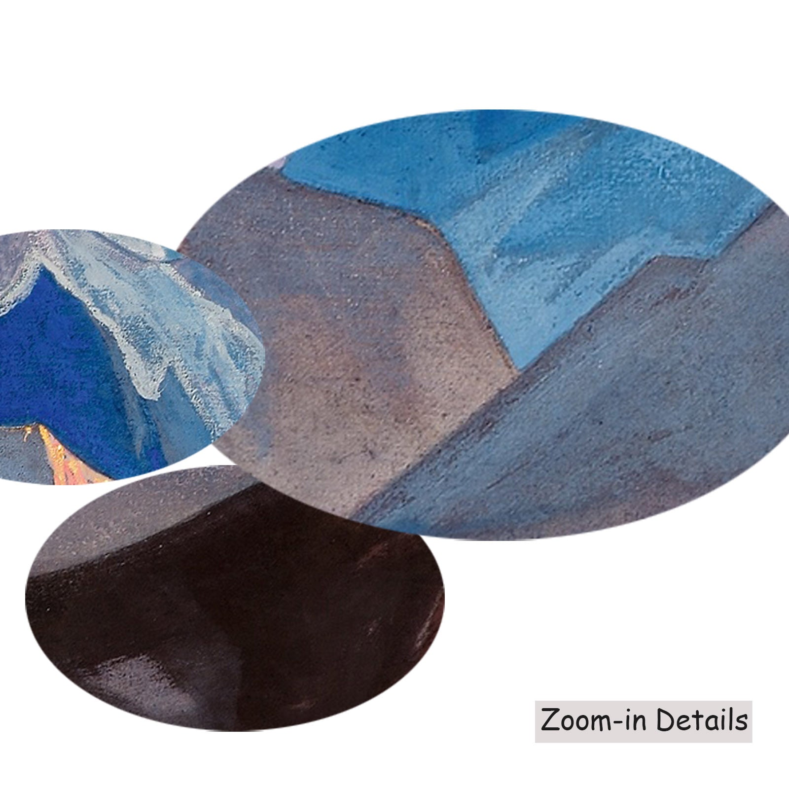 Close-up detail of the brushwork on Mount "M", a large blue and brown Symbolist canvas by Nicholas Roerich