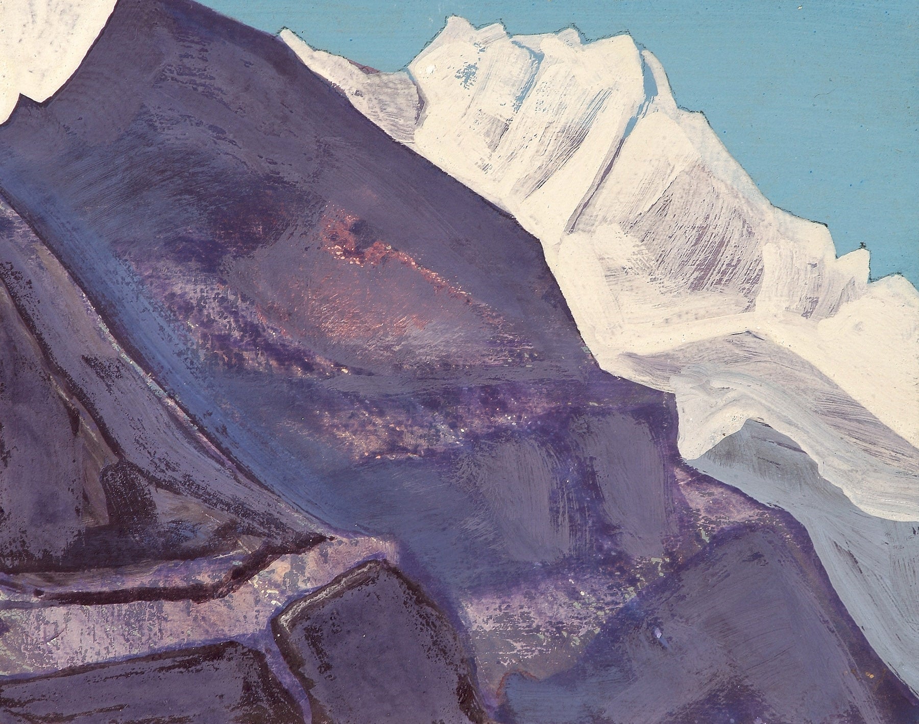 Large purple and white Himalayan Mountain canvas print of Study of Mountains by Nicholas Roerich