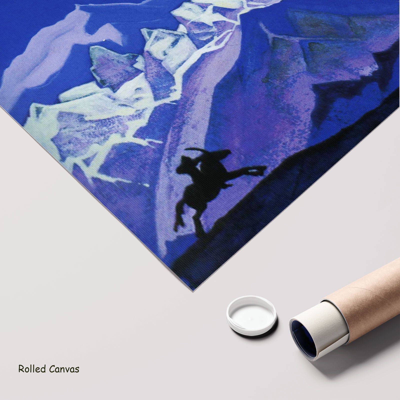 The Hunt by Nicholas Roerich as a large rolled blue and white Symbolist canvas print