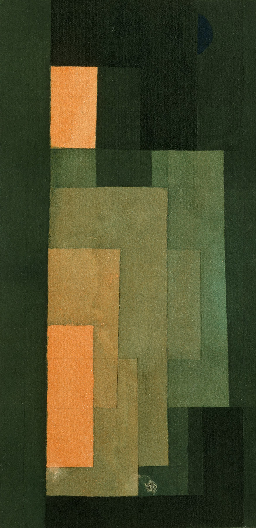 Large green and orange Modern Abstract canvas print of Green and Orange Composition by Paul Klee