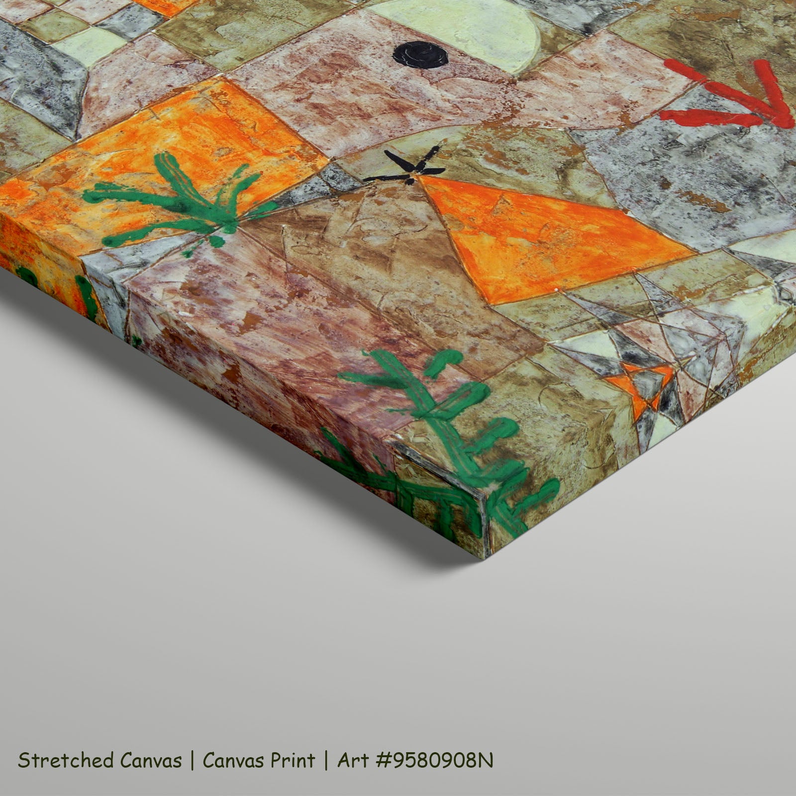 Garden with Hieroglyphs by Paul Klee as a large stretched brown and orange Geometric Abstract canvas print