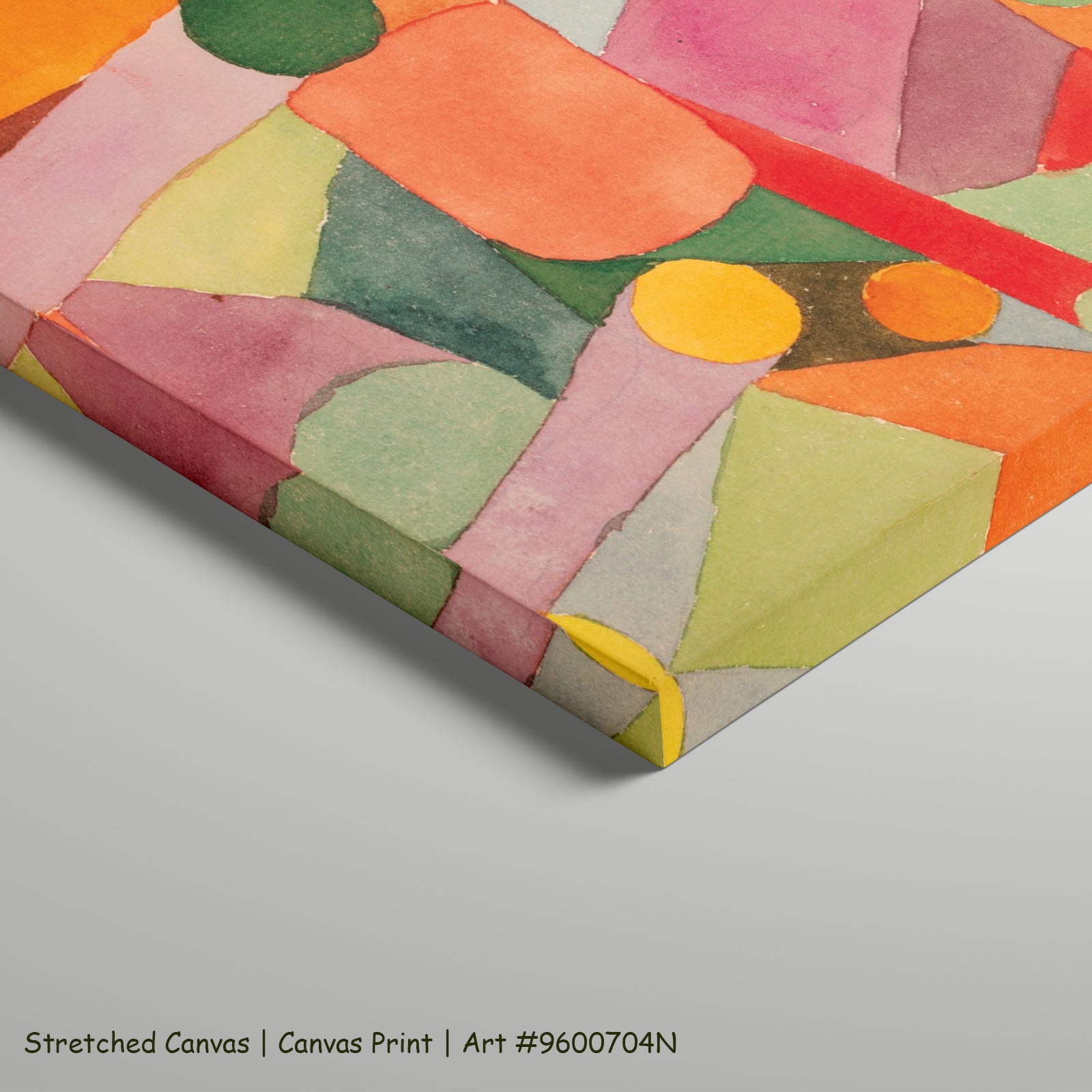 Interlaced Figures on Orange by Paul Klee as a large stretched orange and pink Modern Abstract canvas print