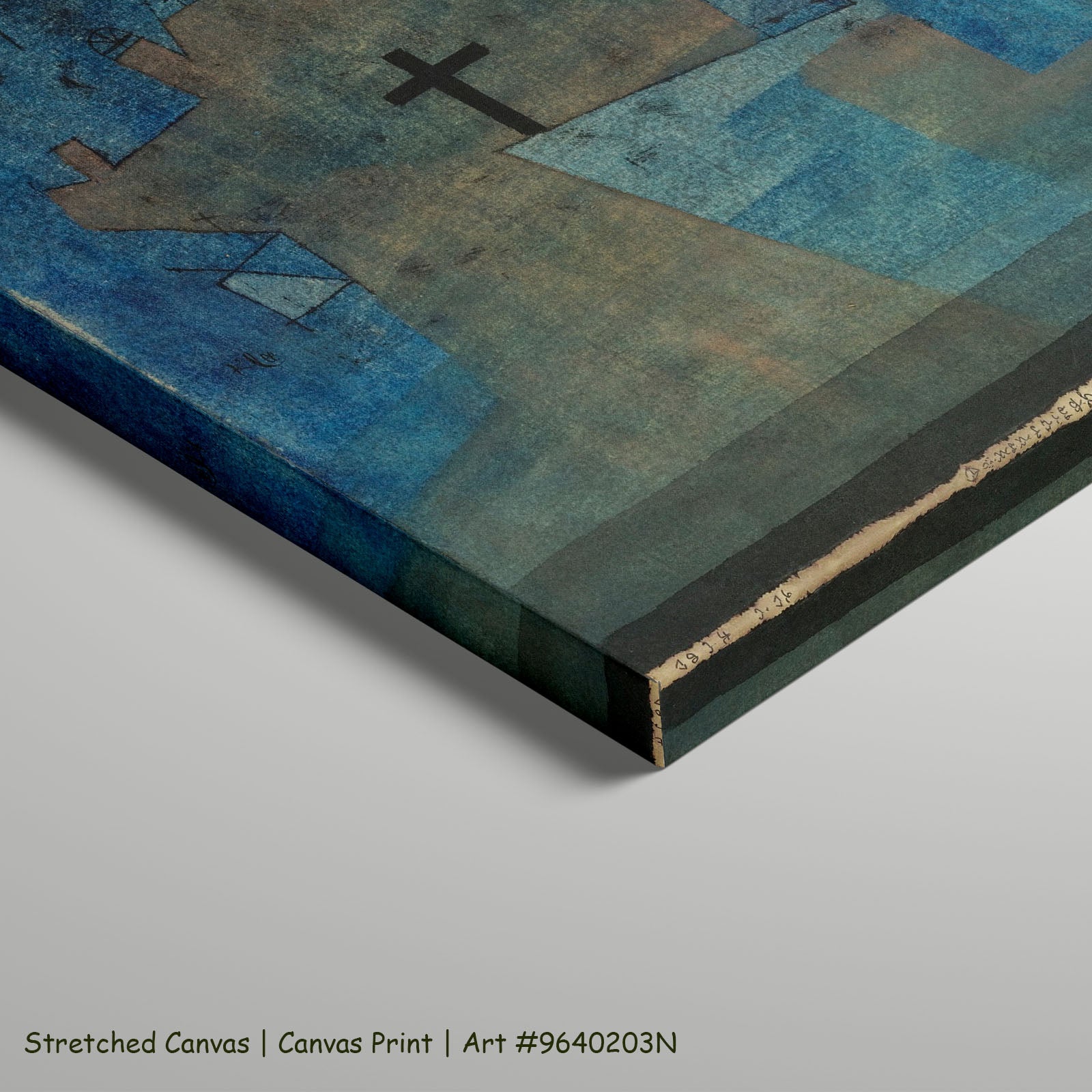Dune Cemetery by Paul Klee as a large stretched blue and green Modern Abstract canvas print