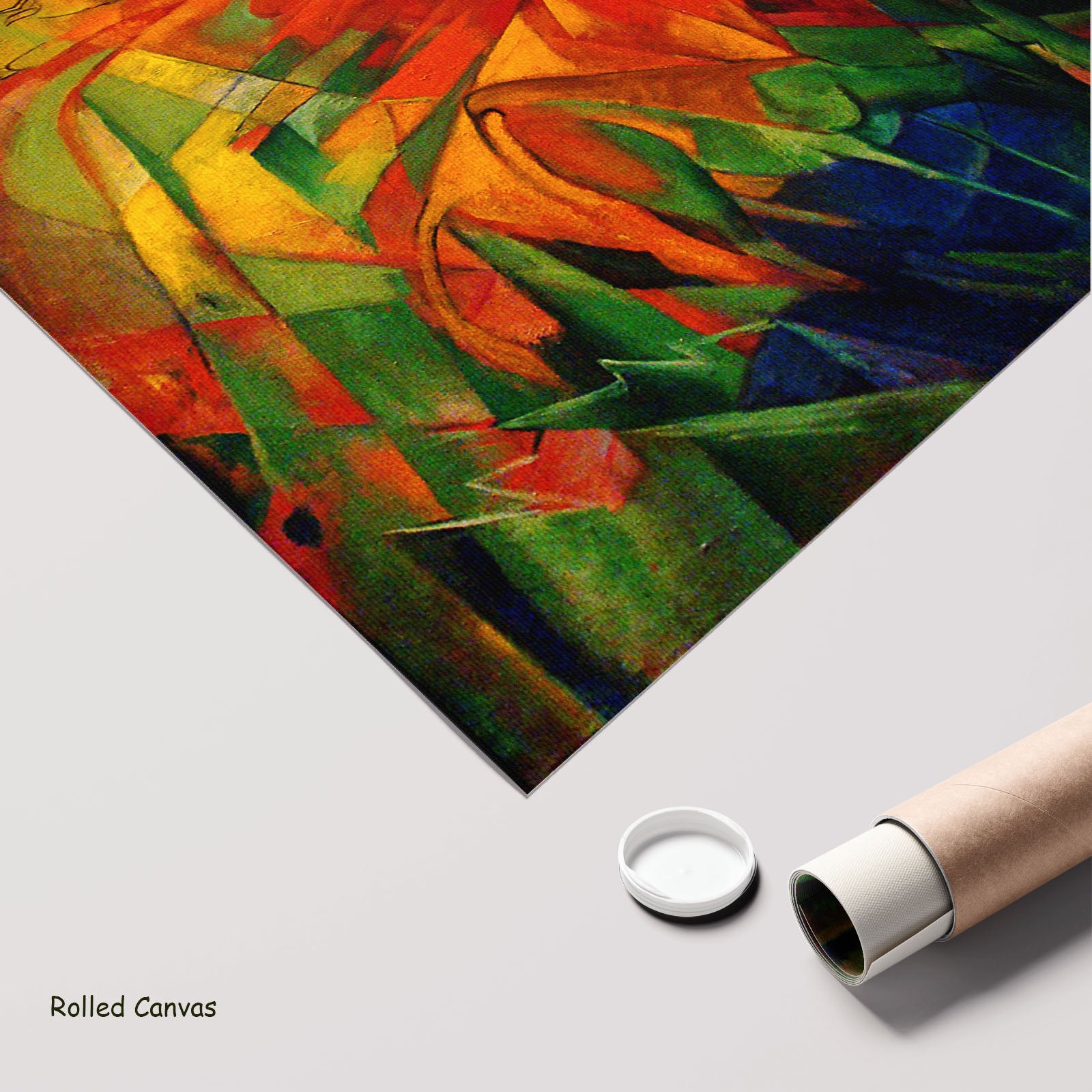 Animals in a Landscape by Franz Marc as a large rolled red and green Expressionist Abstract canvas print