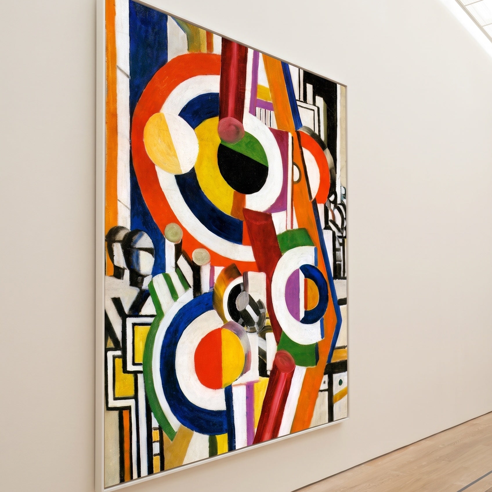 Discs by Fernand Léger — large blue and red Cubist Abstract canvas art on a hallway wall