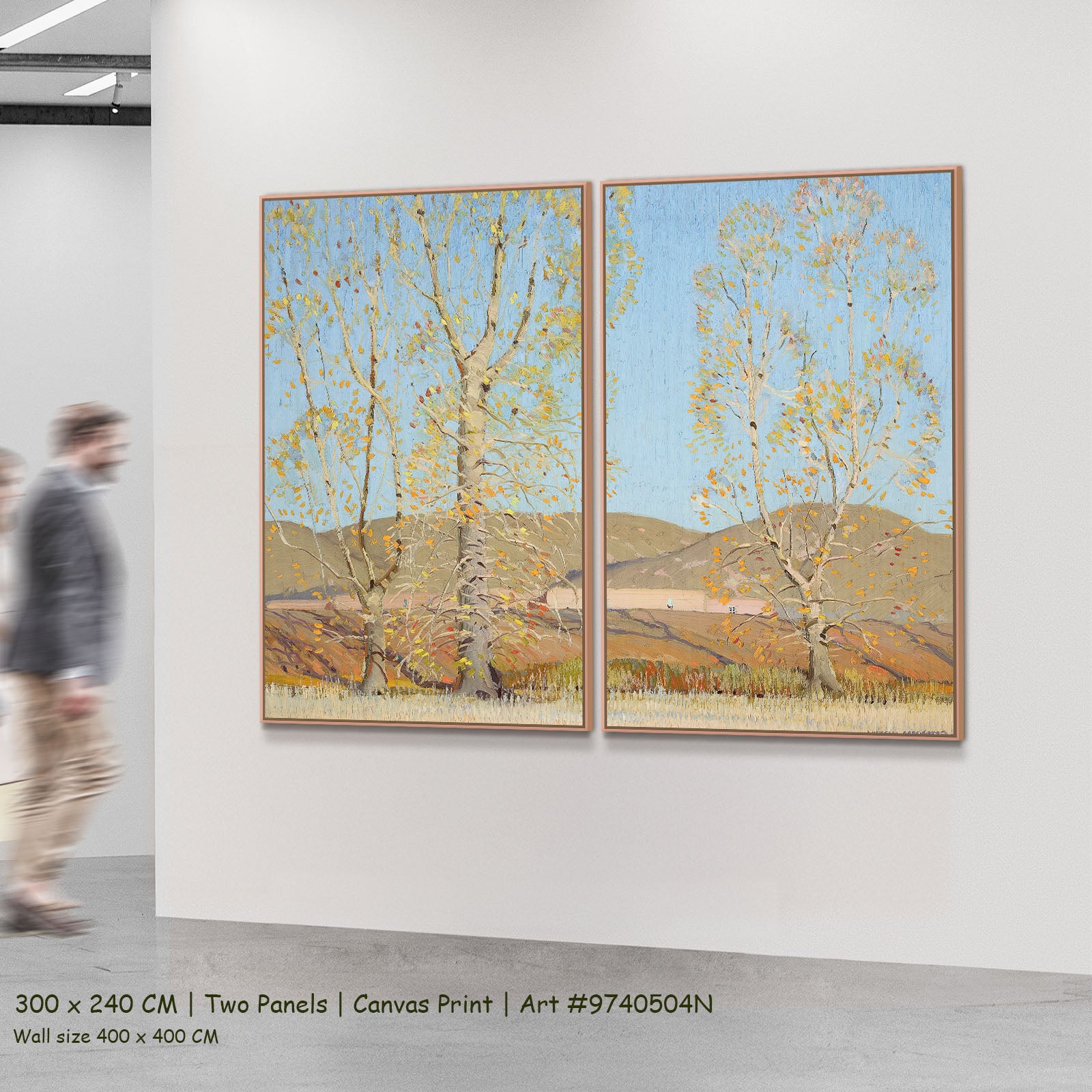 November — Country Landscape by Victor Higgins as a large two-panel light blue and gold Landscape canvas set