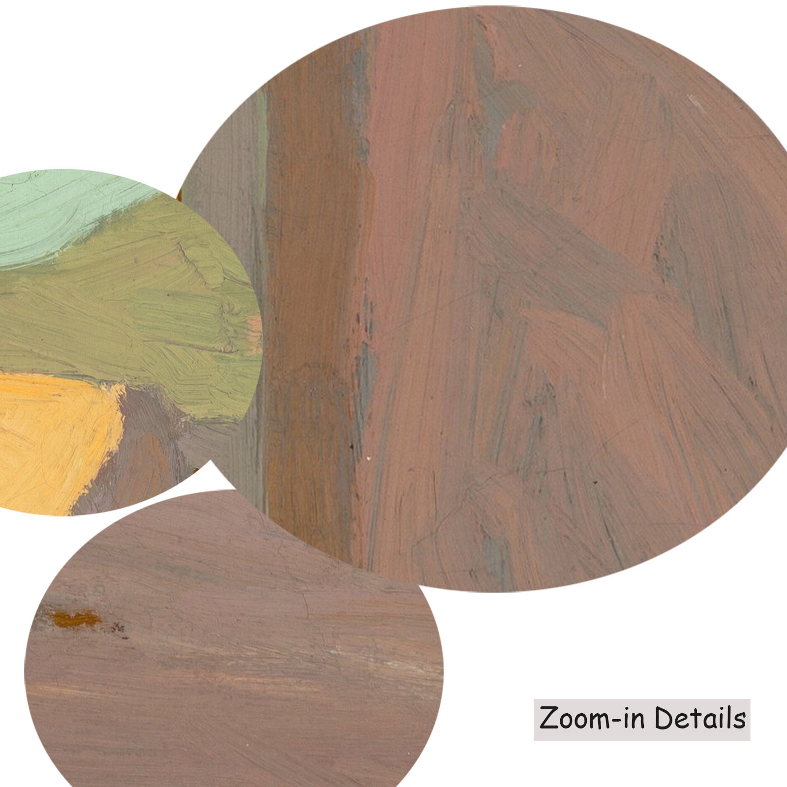 Close-up detail of the brushwork on Shadow Street, a large gold and grey Landscape canvas by Victor Higgins