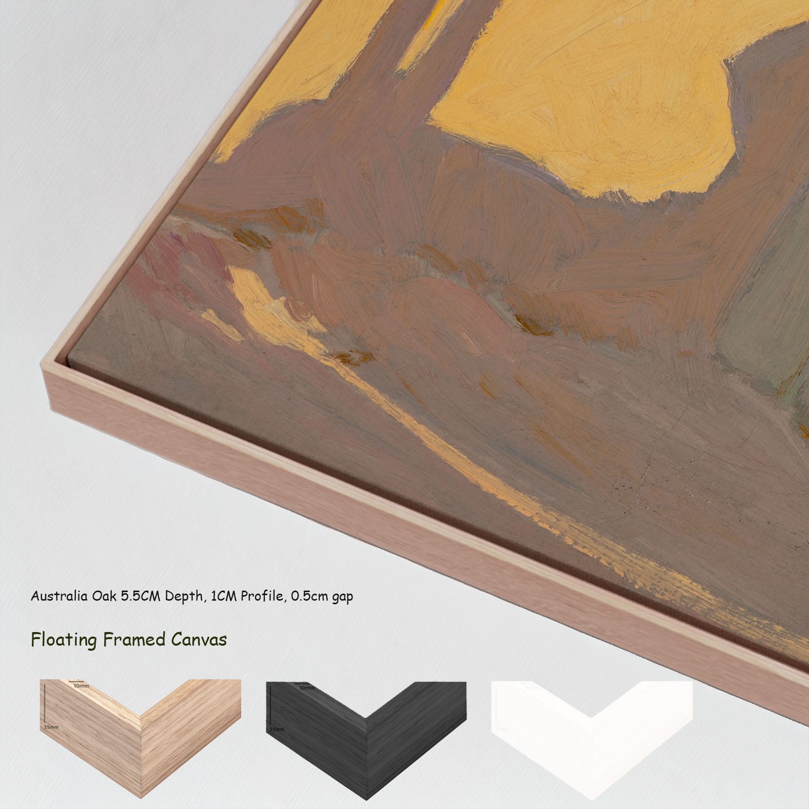 Shadow Street by Victor Higgins in a floating frame, large gold and grey Landscape canvas print